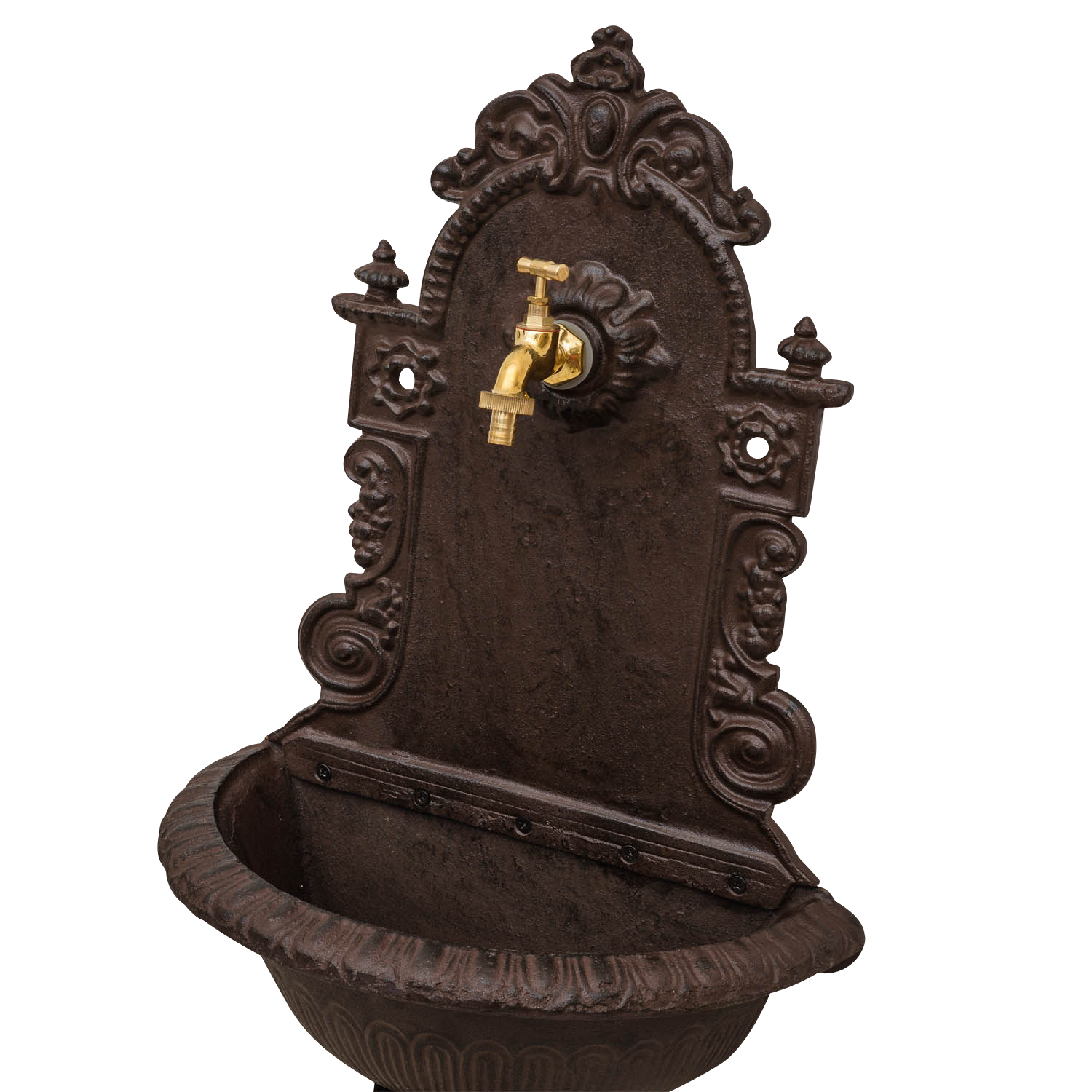 Waschbecken Wandbrunnen Garten Eisen Antik-Stil Brunnen braun 75cm