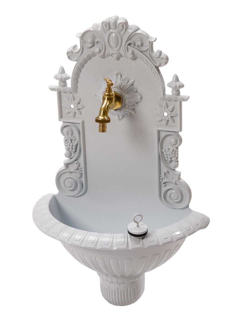 Waschbecken Wein Wandbrunnen Garten Aluminium Becken Brunnen antik Stil weiss