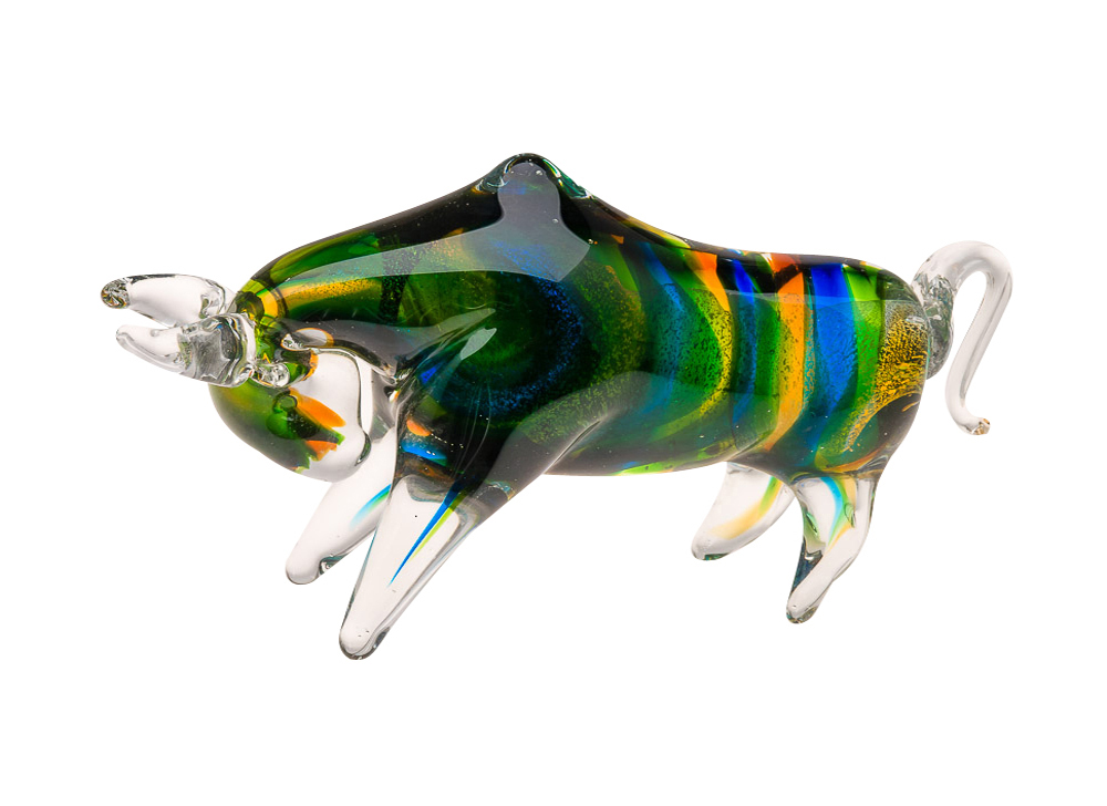 Glas Stier Bulle im Italien Murano Stil 24cm Glasfigur Skulptur glass bull 