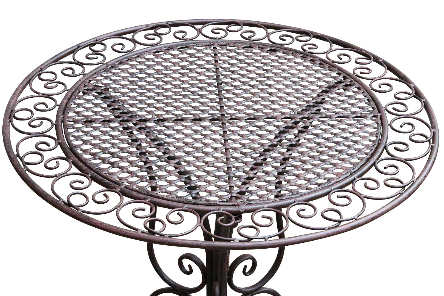 Gartenset Tisch +2x Stuhl Eisen Gartengarnitur braun Bistroset Metall Garten Set