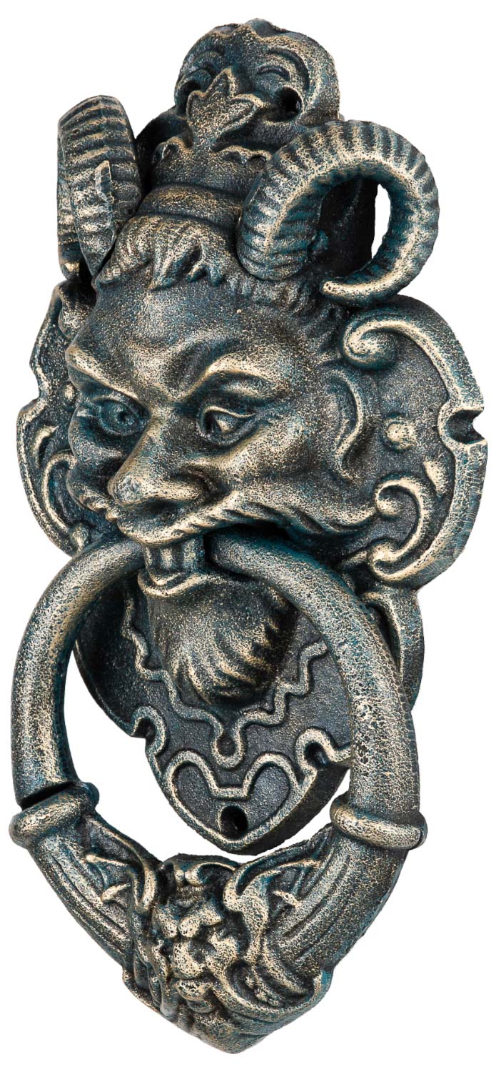 Türklopfer Teufel Faun Figur Skulptur Eisen im Antik-Stil - 35cm