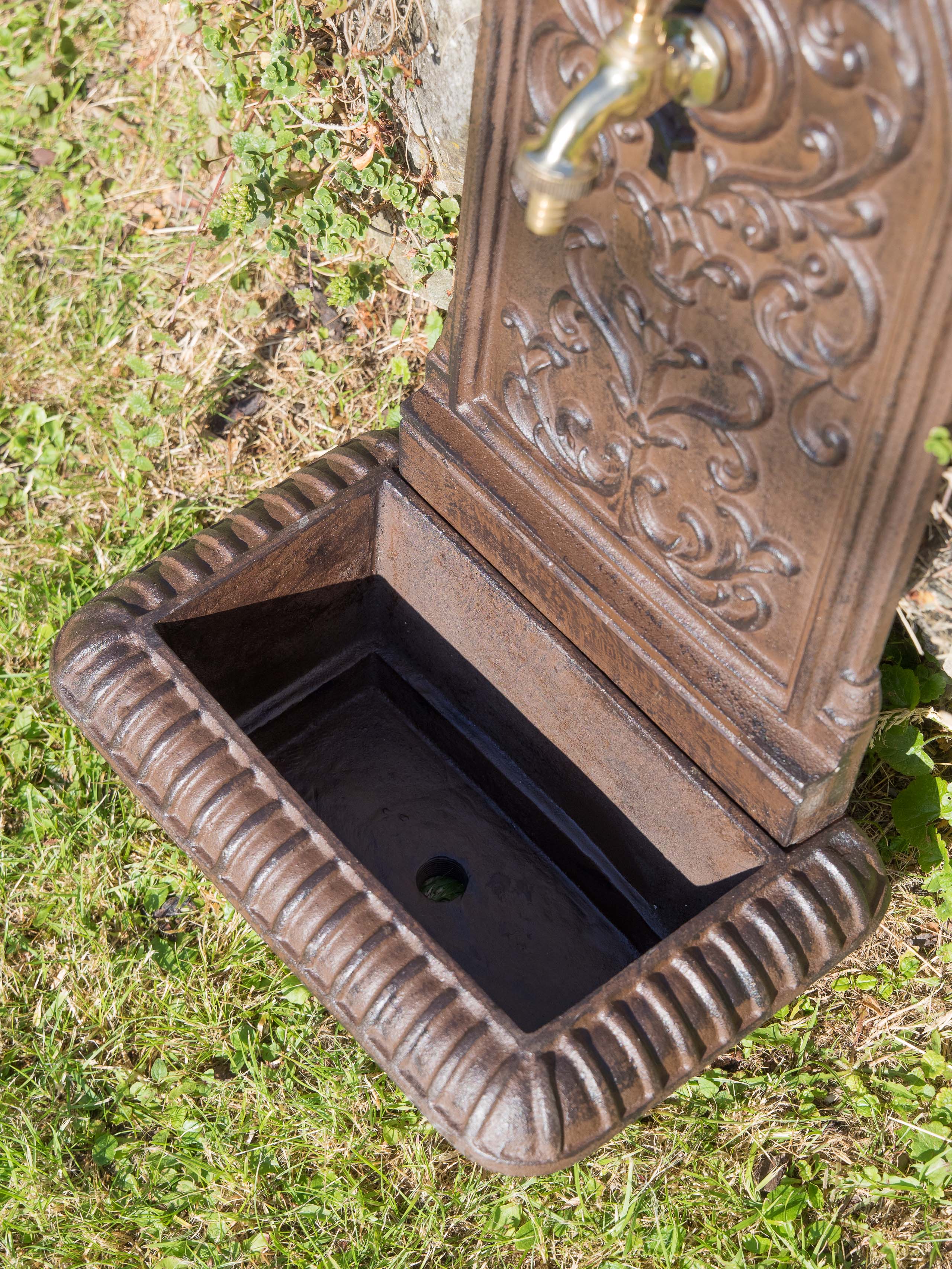 Brunnen 66cm Waschbecken Eisen Braun Wandbrunnen Garten antik Stil fountain