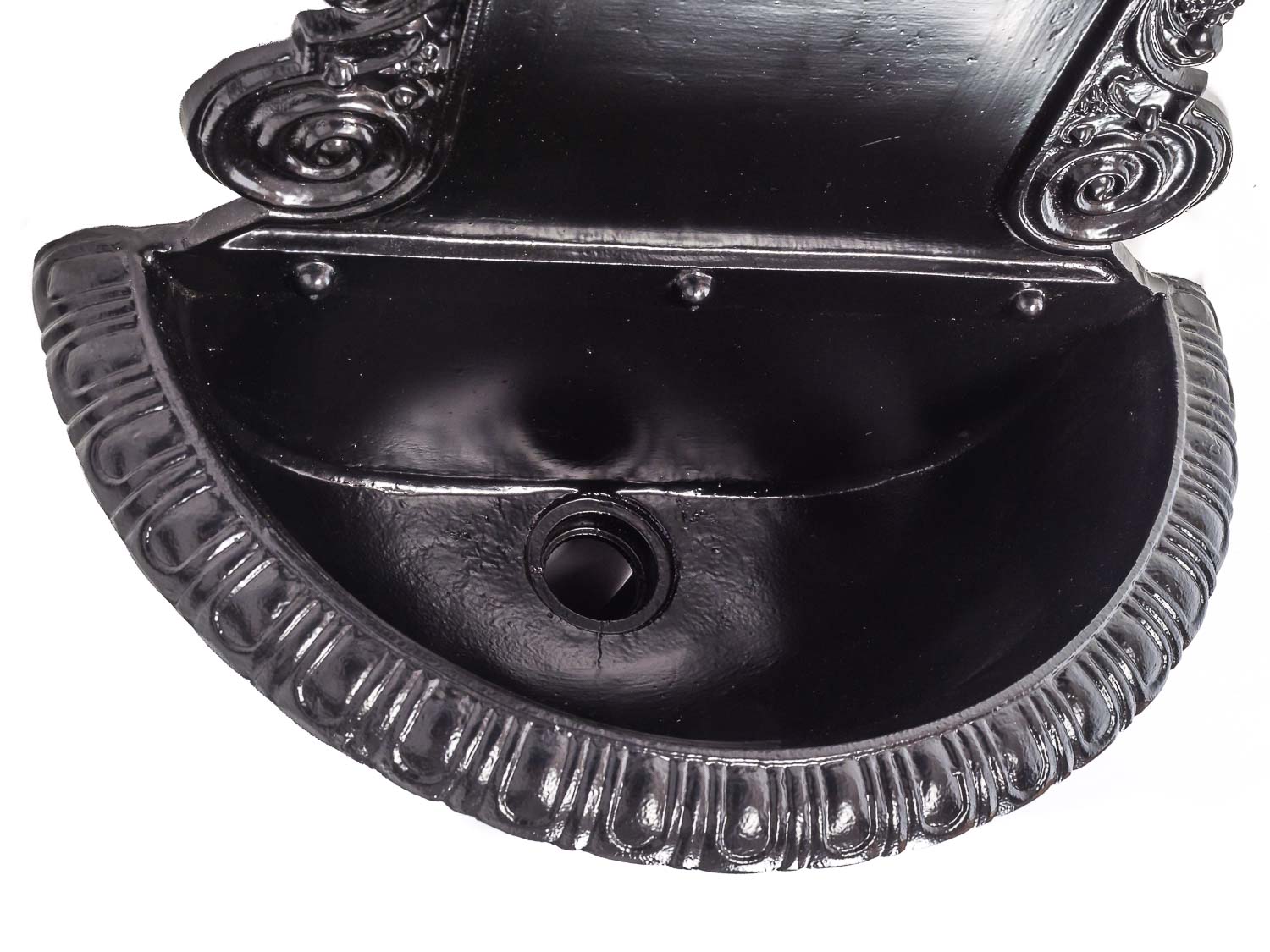 Brunnen Wandbrunnen Aluminium Waschbecken im Nostalgie schwarz Antik-Stil 72cm