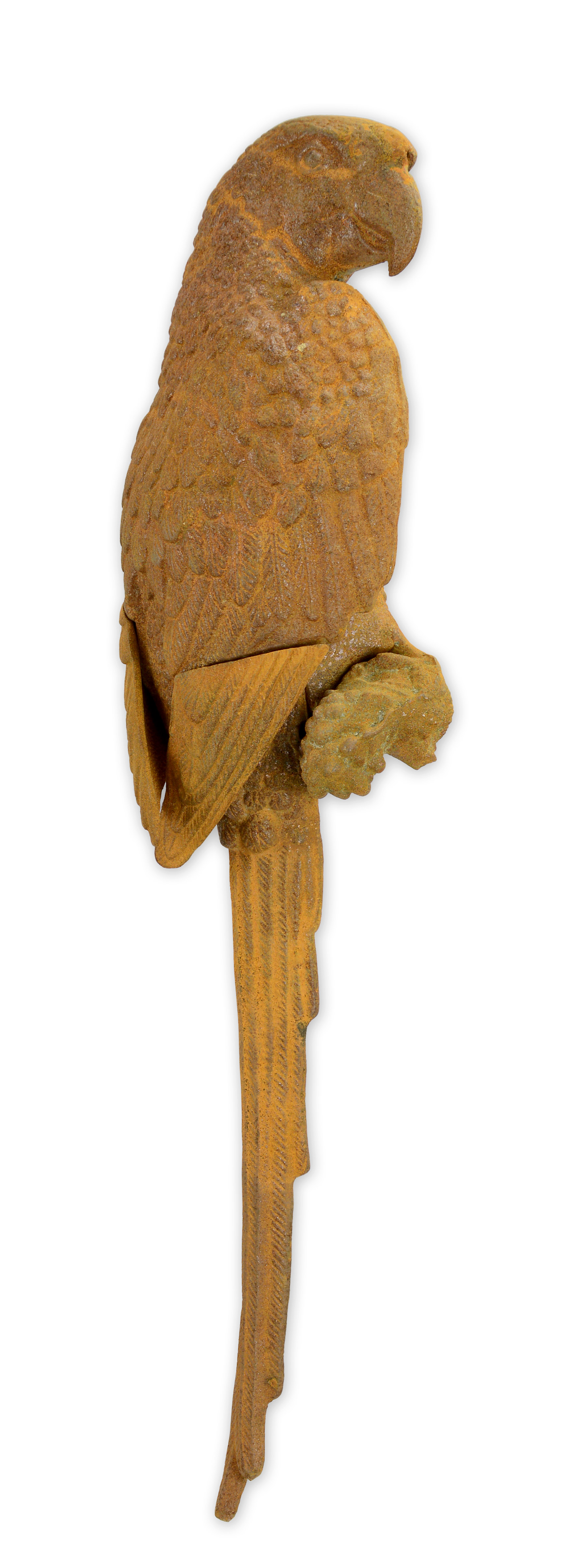 Eine Wandhalterung aus Gusseisen in Form eines Aras – rostfarben Replikat Retro Design Dekoration