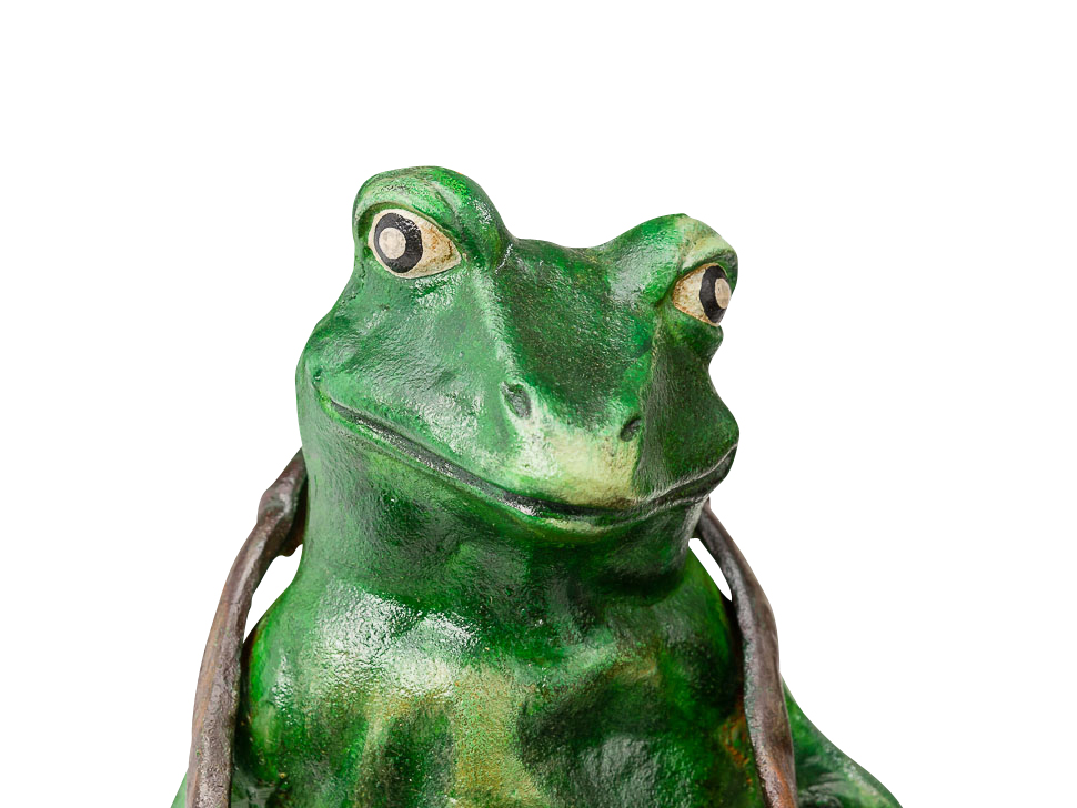 Figur Frosch Gartenfigur Kundenstopper Ständer Visitenkarten Skulptur Gusseisen