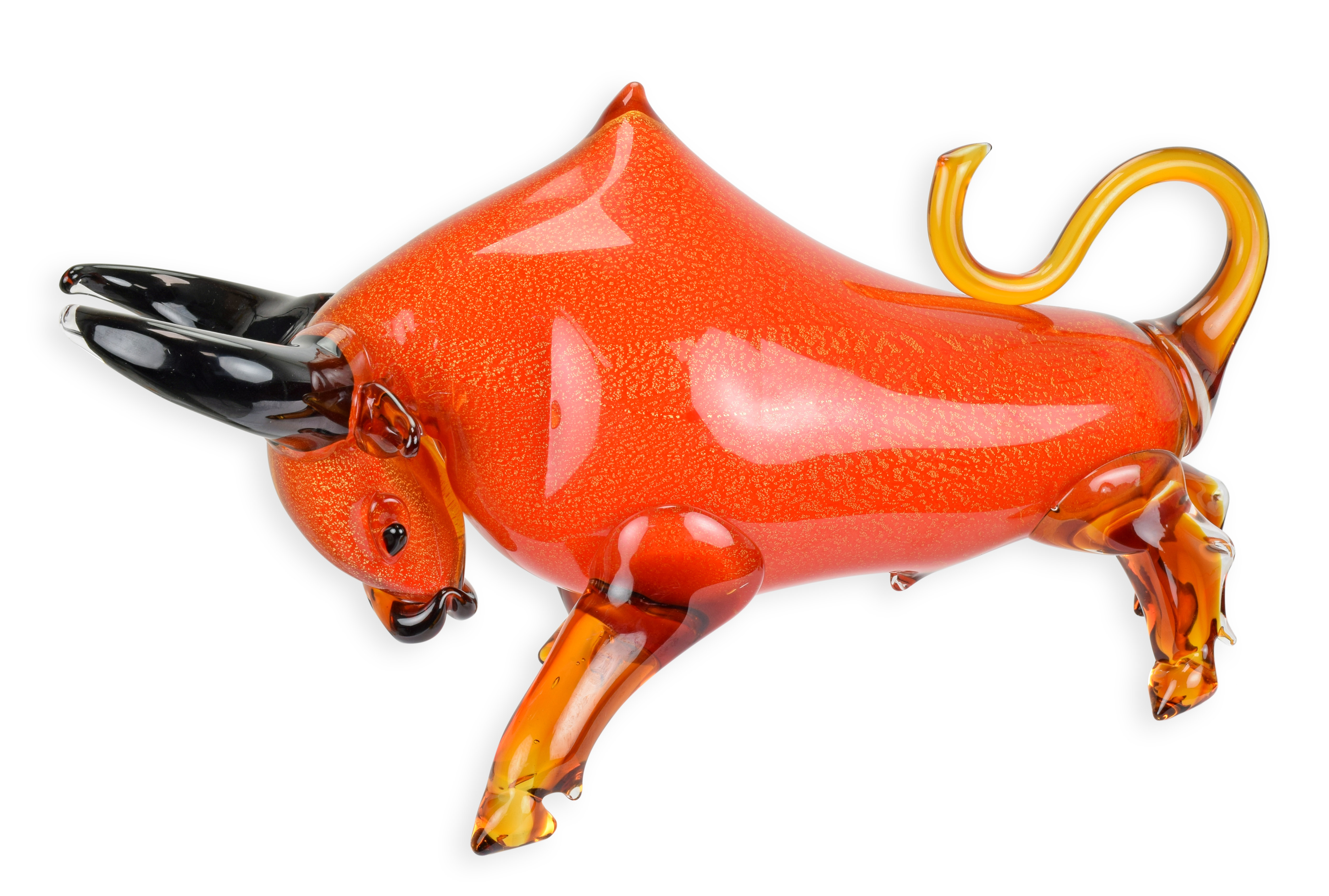 Glasfigur Stier im Murano-Stil Replikat Retro Design Dekoration