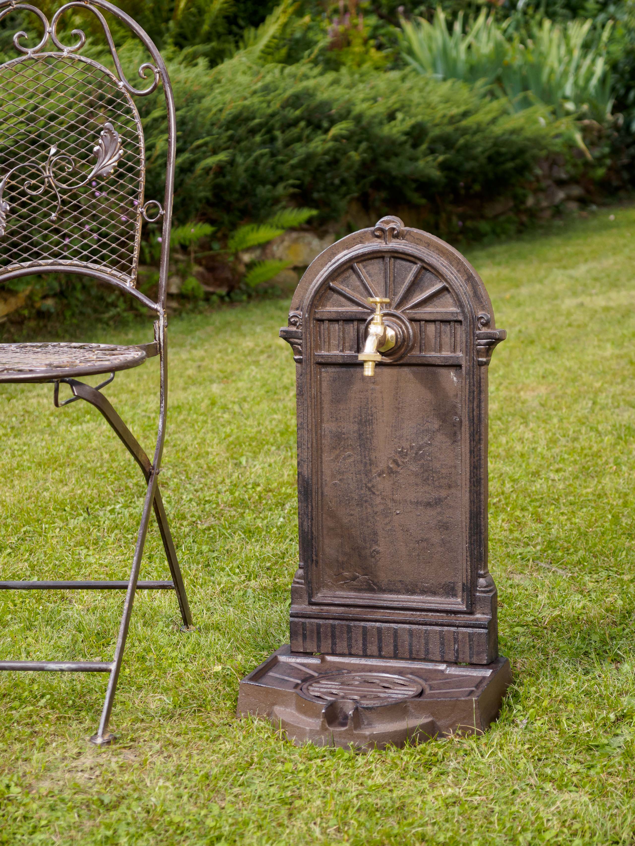 STANDBRUNNEN 64CM 11KG WASCHBECKEN BRUNNEN EISEN BRAUN WANDBRUNNEN ANTIK STYLE