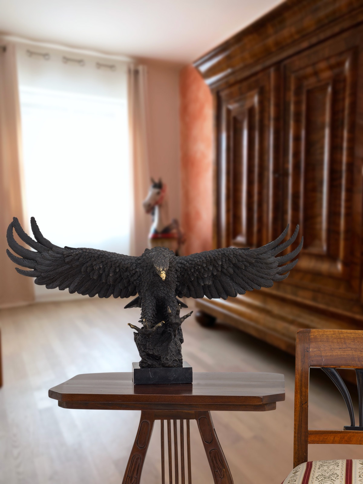 Bronzeskulptur Adler Bronze Figur Statue Skulptur Dekoration Antik-Stil 73cm