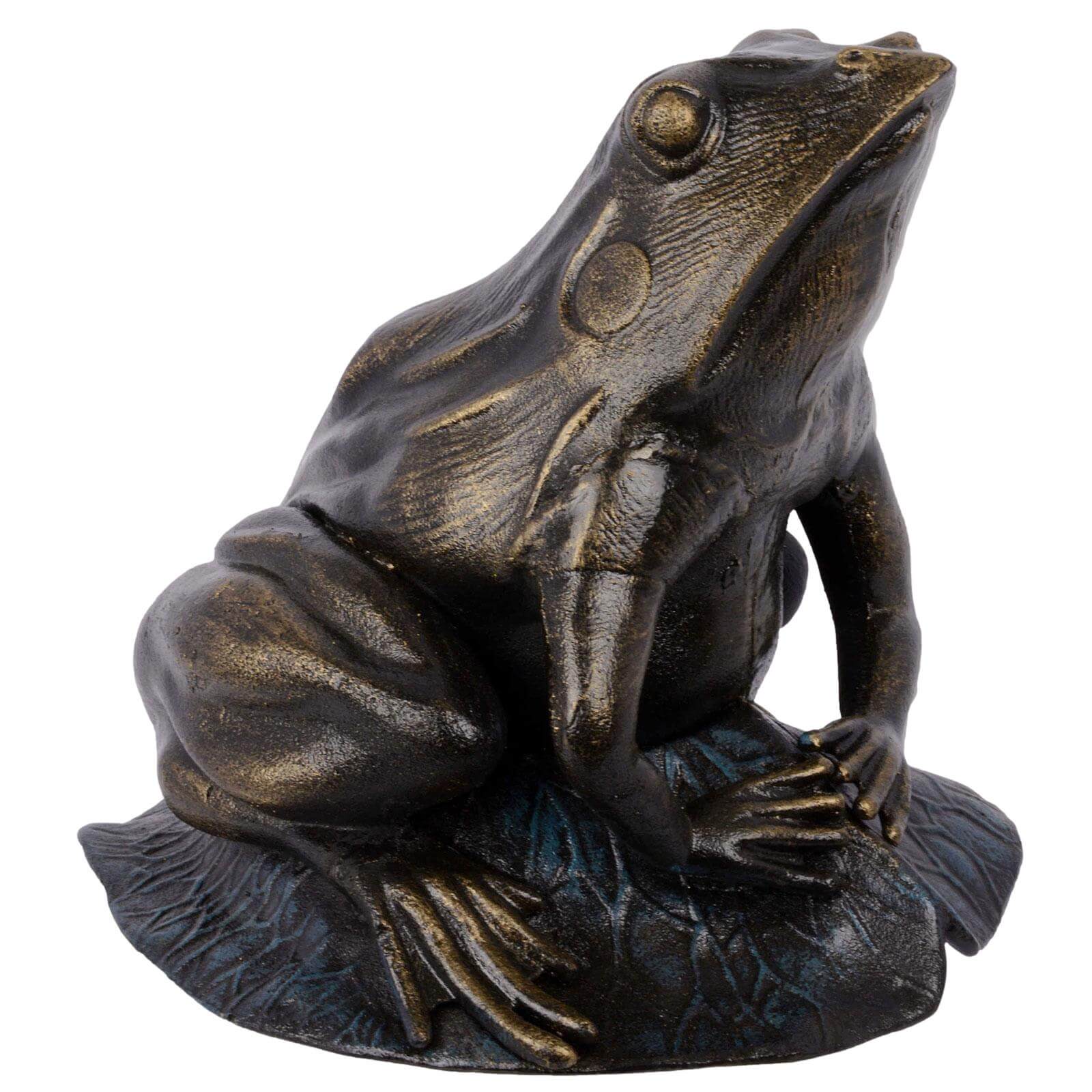 Eisenskulptur Frosch Kröte Figur Eisen Garten Dekoration Antik Stil 26cm