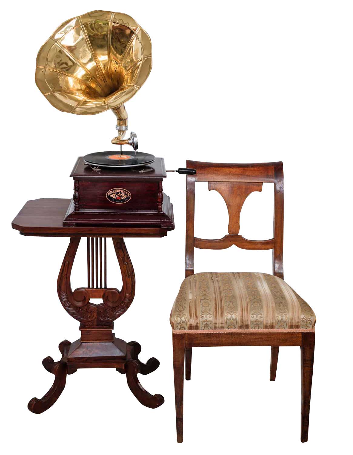 Nostalgie Grammophon Gramophone Dekoration mit Trichter Grammofon Antik-Stil (g)