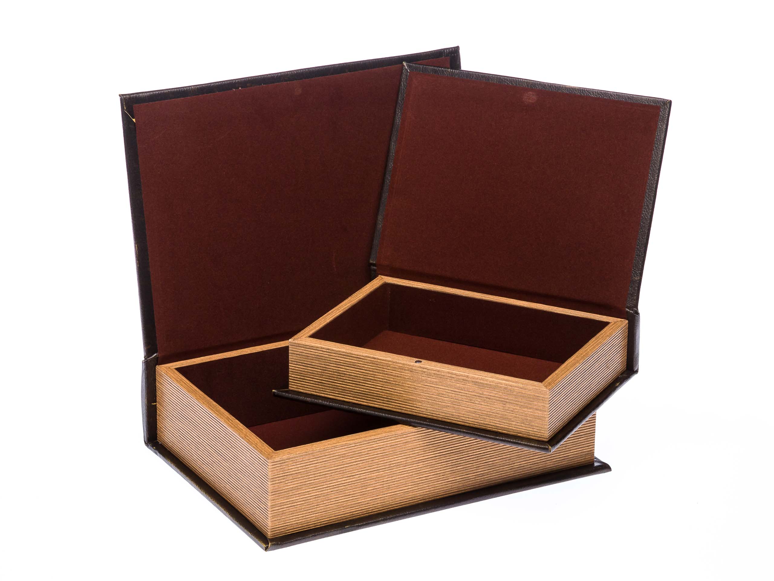 2x Buchattrappe Etui Box Schmucketui Buch Schiff Segelschiff antik Stil book box