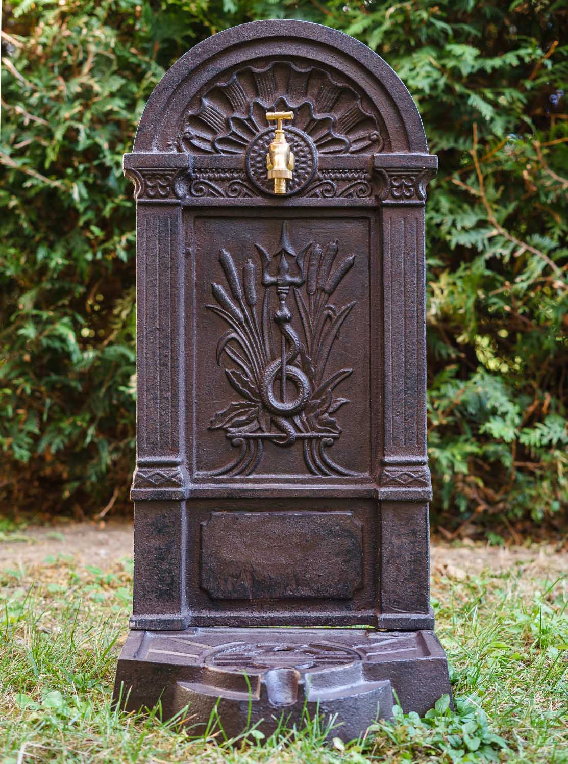 Standbrunnen Waschbecken Brunnen Eisen Wandbrunnen antik Style 83cm braun
