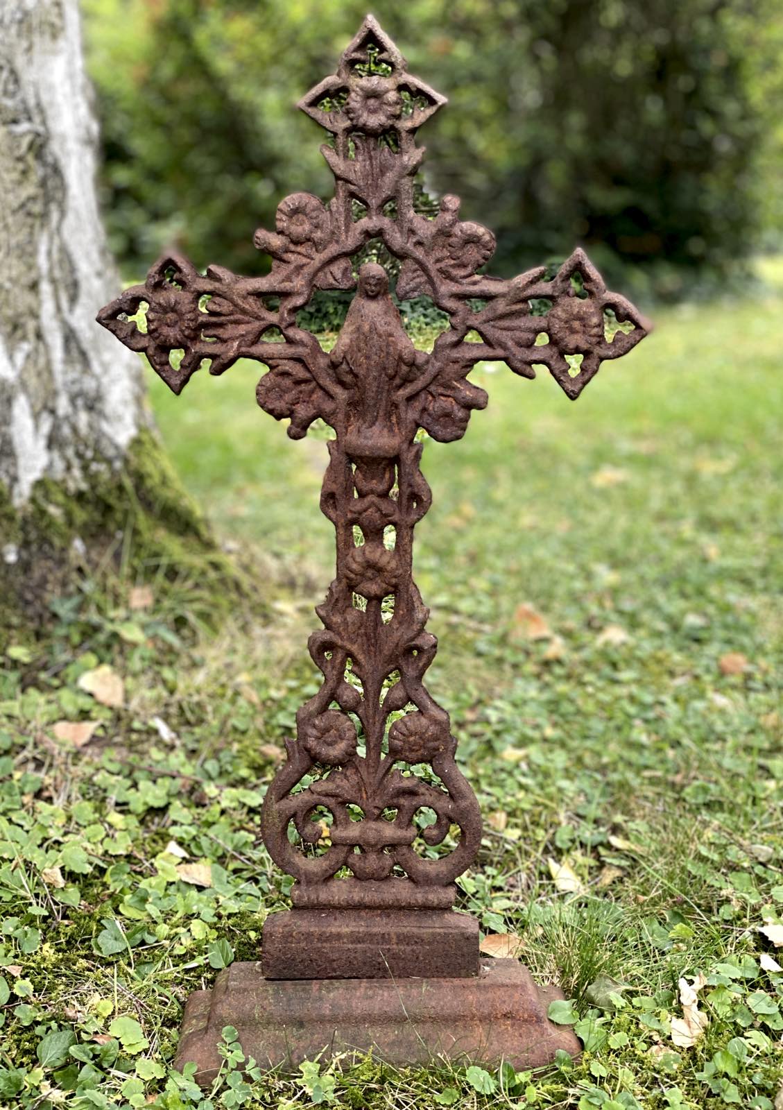 Kreuz Standkreuz Kruzifix Kirche Altar Glaubenskreuz Eisen Rost 64cm Antik-Stil