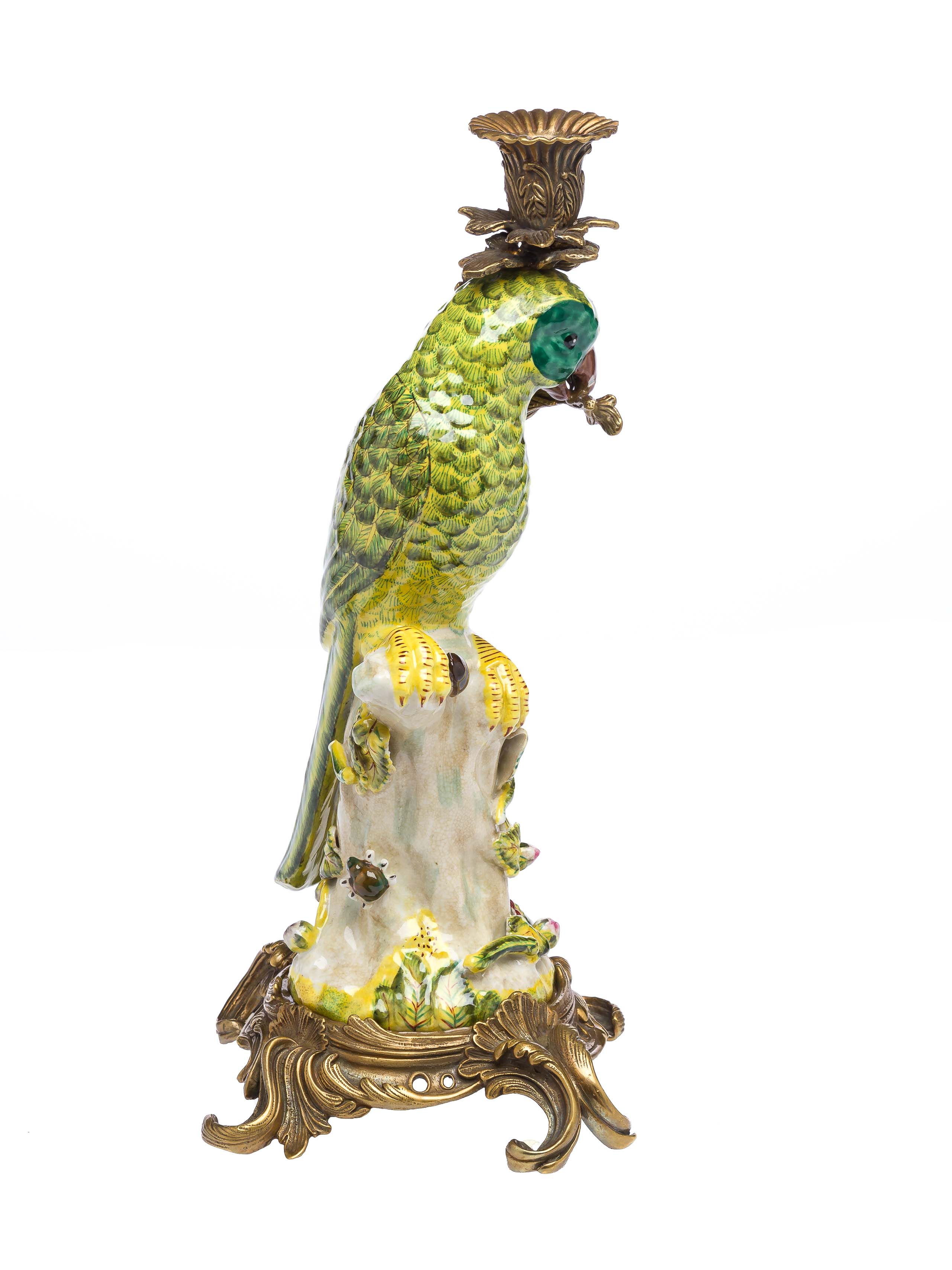 Papagei Kerzenständer Porzellan Antikstil Kerzenleuchter 37cm candlestick parrot