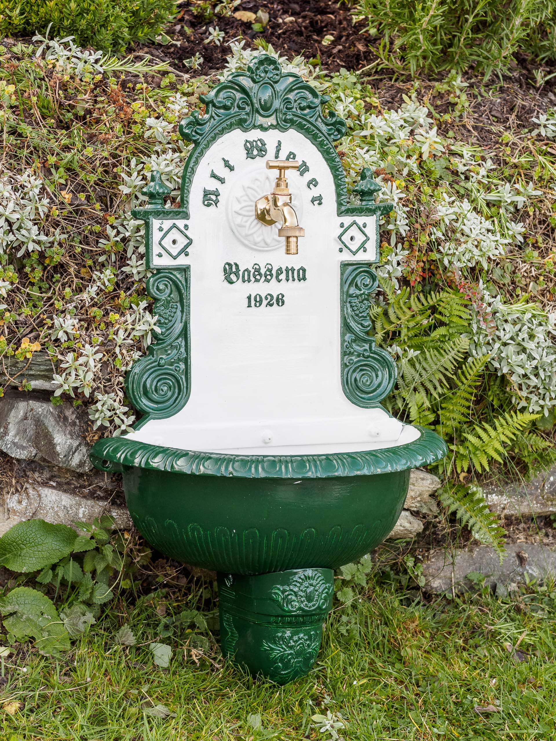 Brunnen Wandbrunnen 71,5cm Aluminium Waschbecken im Antikstil fountain garden