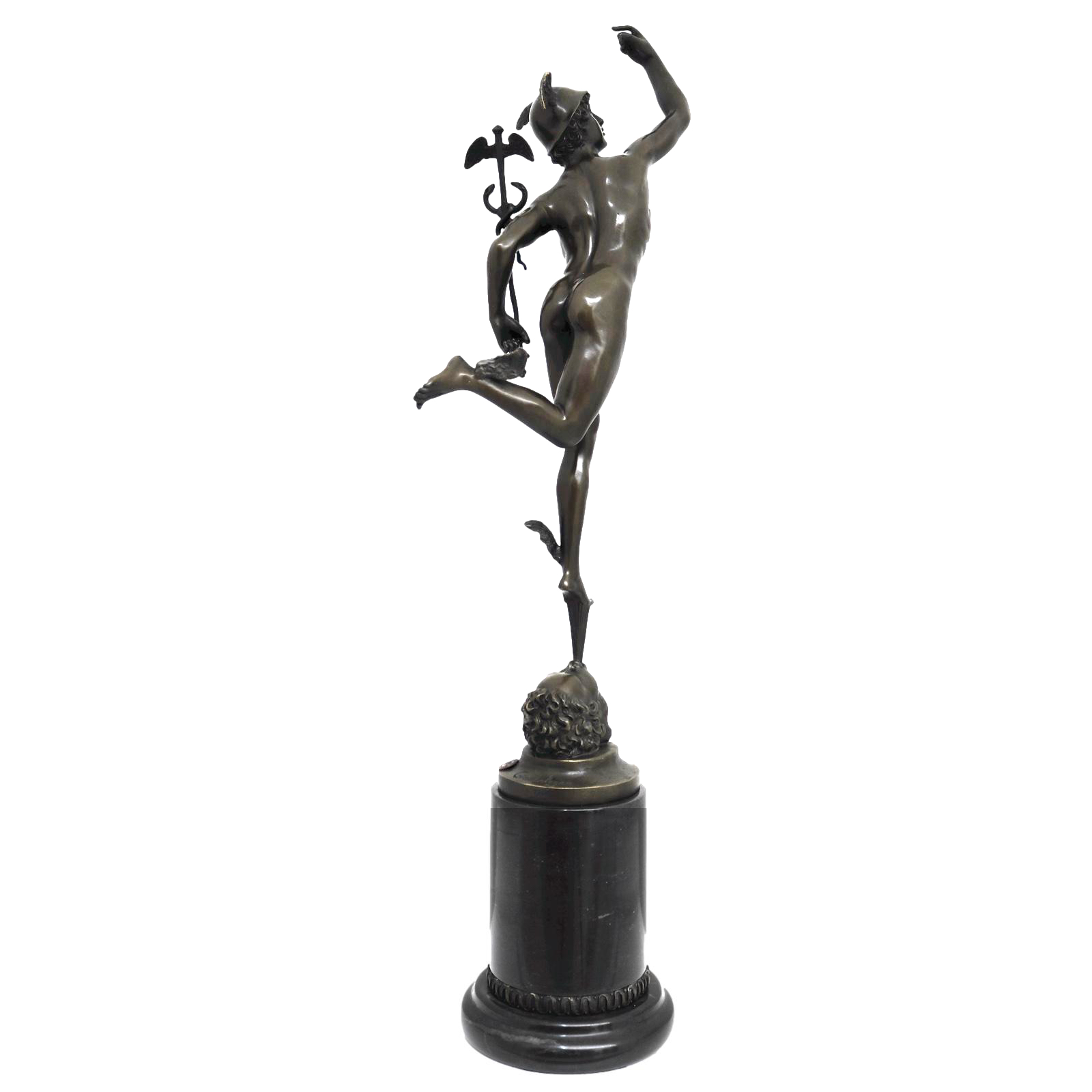 Bronzeskulptur Skulptur Hermes Merkur nach Giambologna Figur Antik-Stil Replik