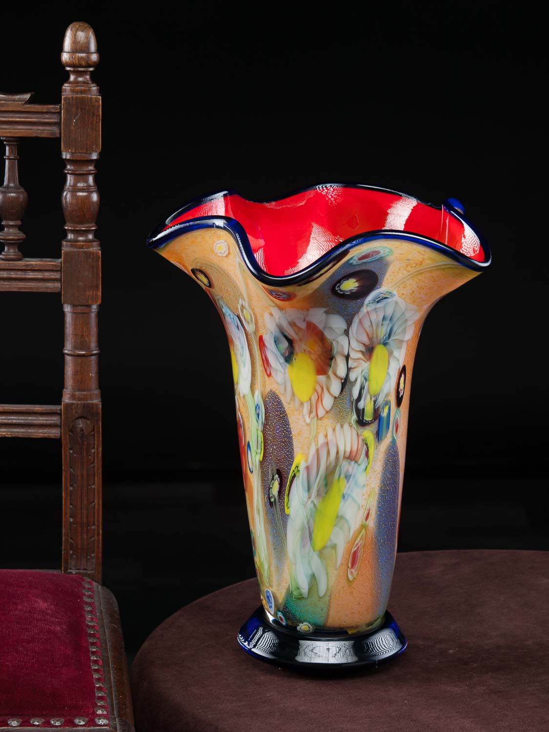 Glasvase 4,8kg Glas Vase Italien Murano Stil Höhe 37cm schwere Tischvase glass