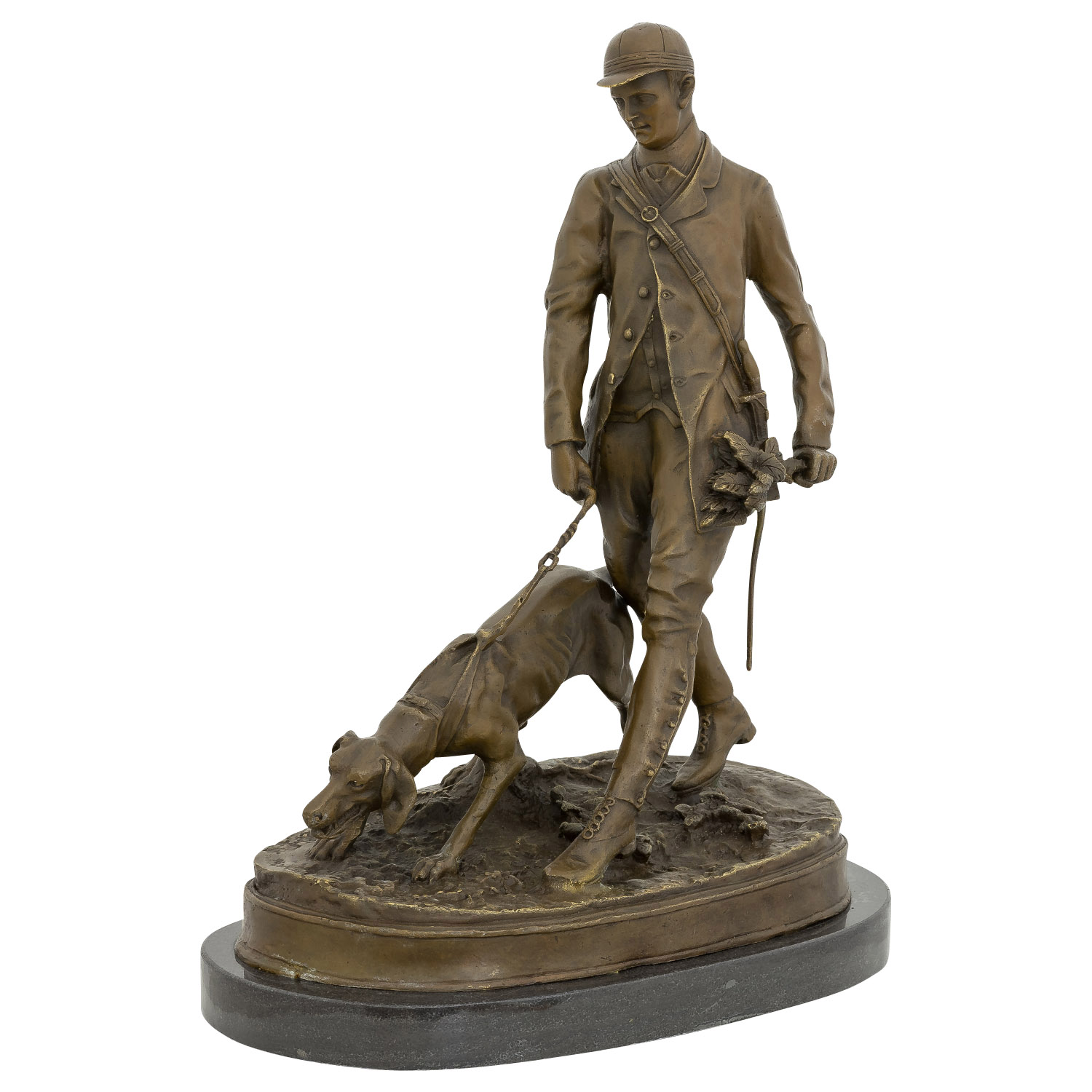 Bronzeskulptur Jäger nach Pierre Jules Mene Jagd Statue Figur 46cm Kopie Replik