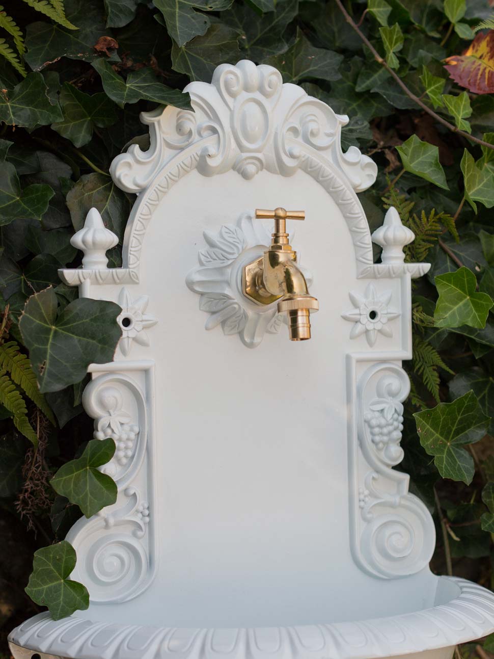 Waschbecken Wein Wandbrunnen Garten Aluminium Becken Brunnen antik Stil weiss