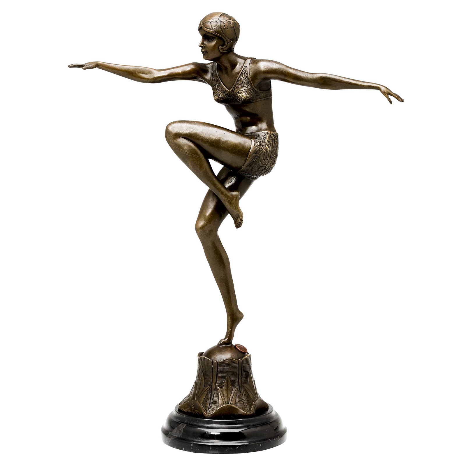 2014-07-17_Auktionshaus_100 Bronzefigur Tänzerin Con Brio nach Ferdinant Preiss Bronze Art Deko antik Stil