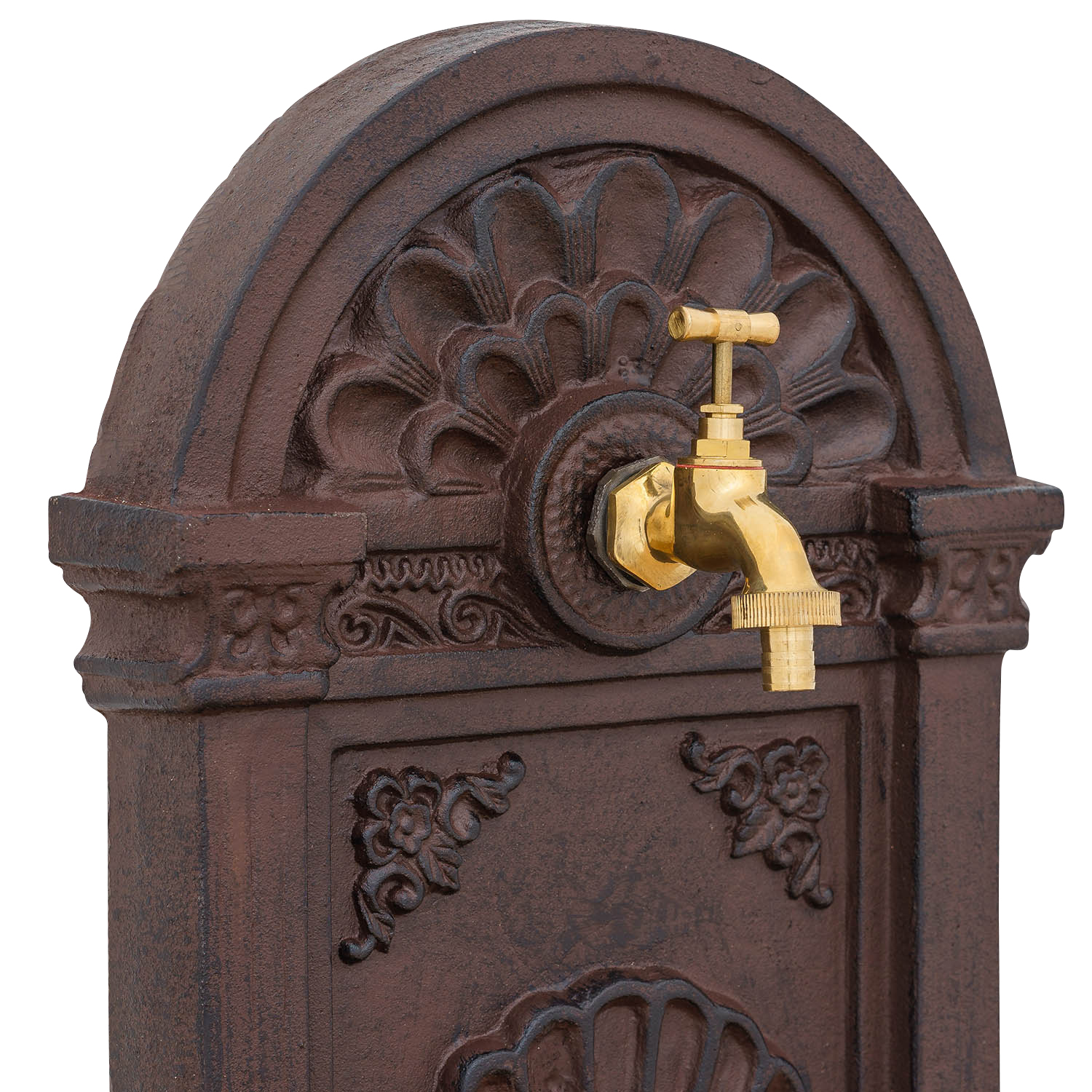 Standbrunnen Brunnen Waschbecken Eisen Wandbrunnen Antik-Stil 69cm braun