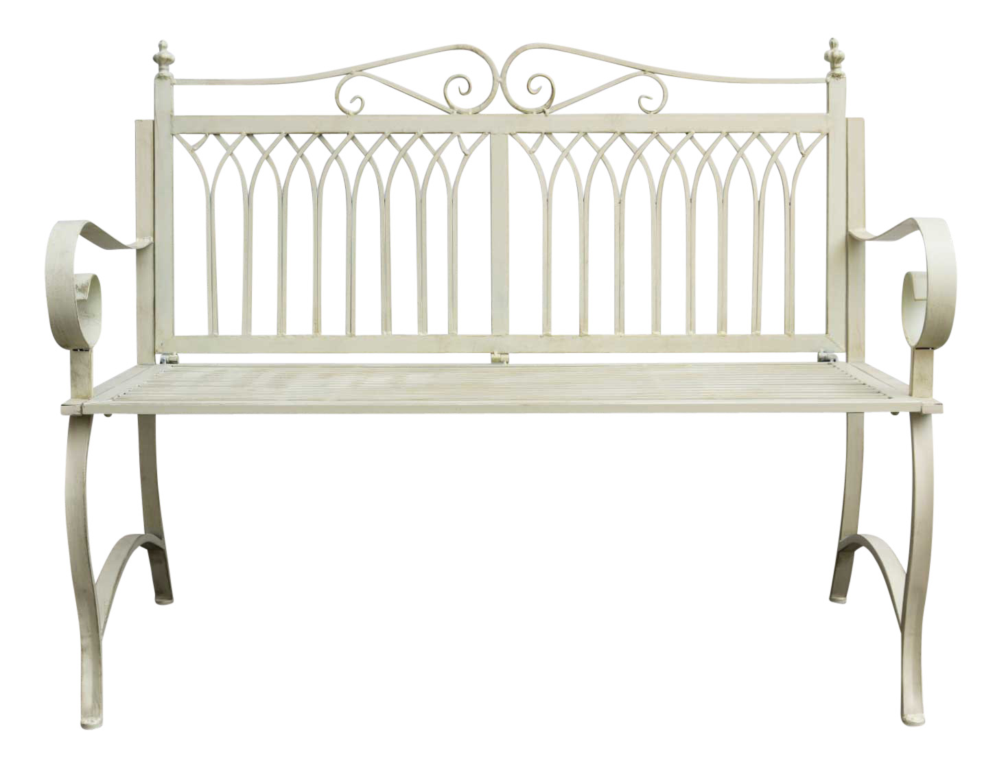 Gartenbank Bank Antik-Stil Garten Metall creme weiß Gartenmöbel Parkbank 119cm