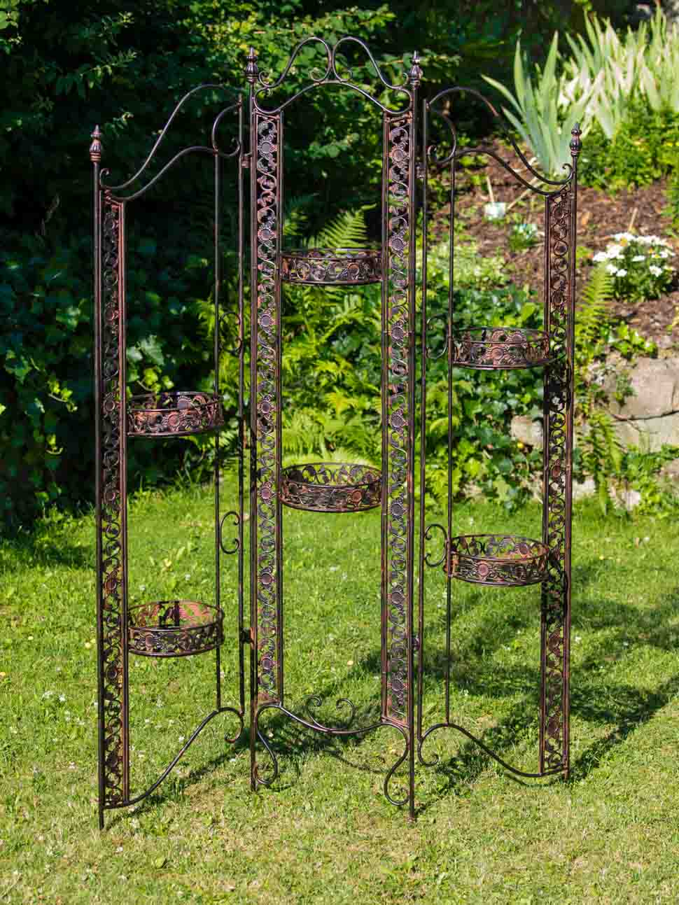 Paravent Pergola Rankhilfe Blumenampel 16kg Eisen antik Stil braun iron