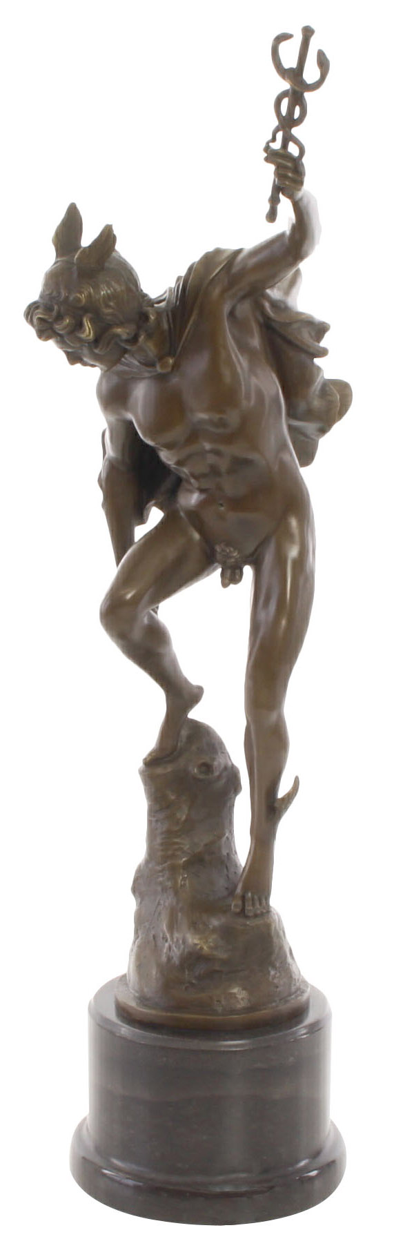 Bronzeskulptur Merkur Mercurius Bronze Figur Statue Bronzefigur Antik-Stil 62cm