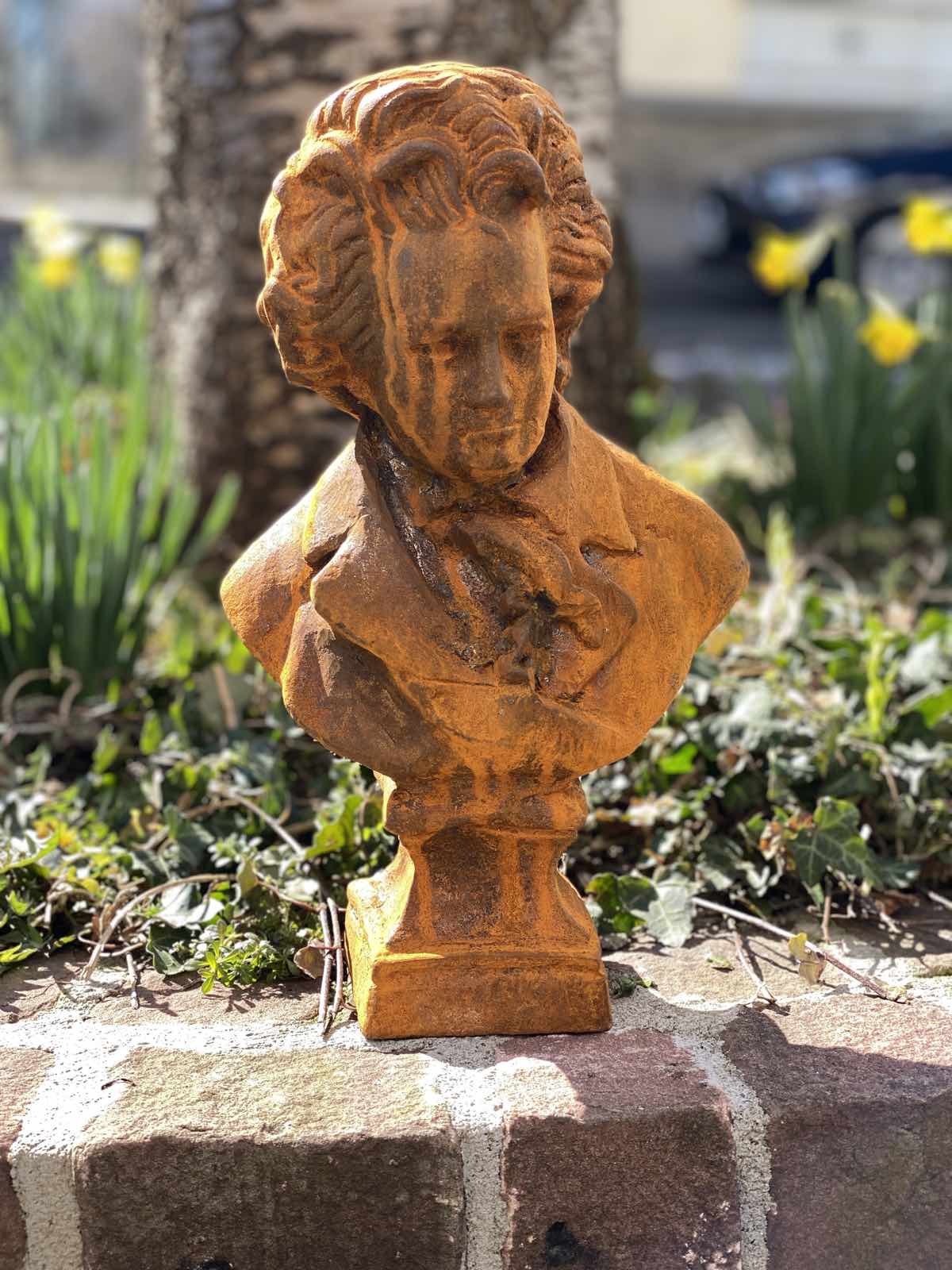 Skulptur Beethoven Gartenfigur Eisen Figur Statue Rost Antik-Stil