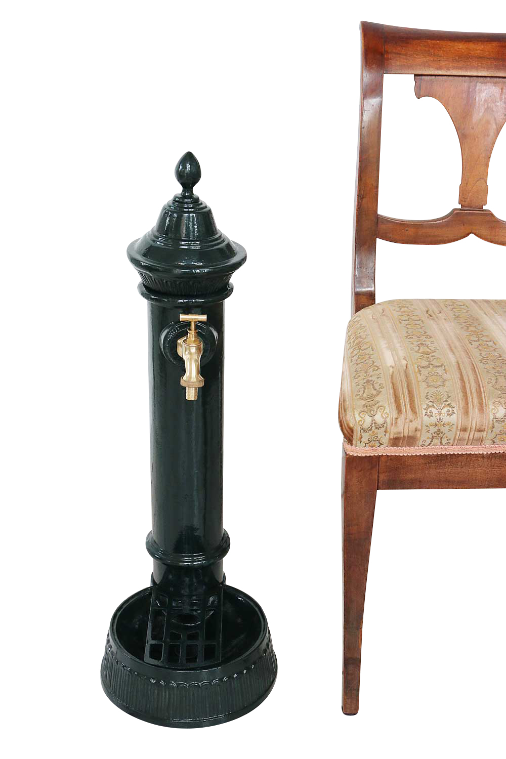 Standbrunnen 73cm Alu grün Brunnen Waschbecken Zapfsäule Antik-Stil