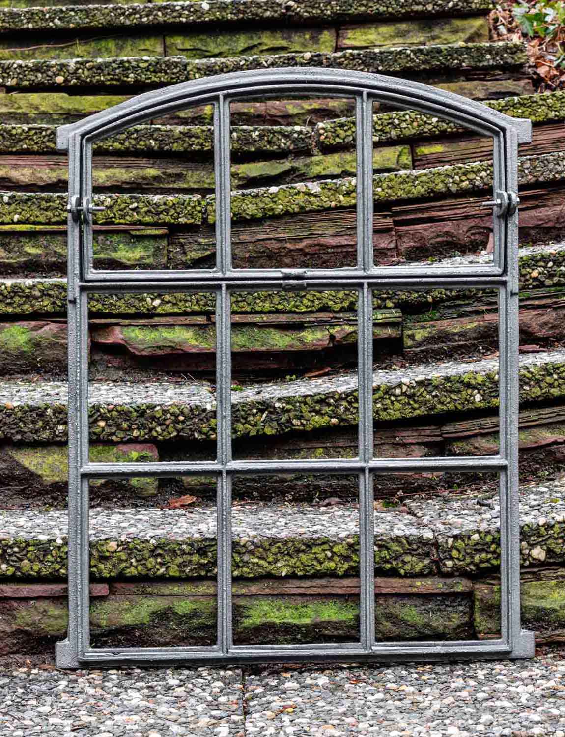 Fenster zum Öffnen grau Stallfenster Eisenfenster Eisen 71cm Antik-Stil (b2)