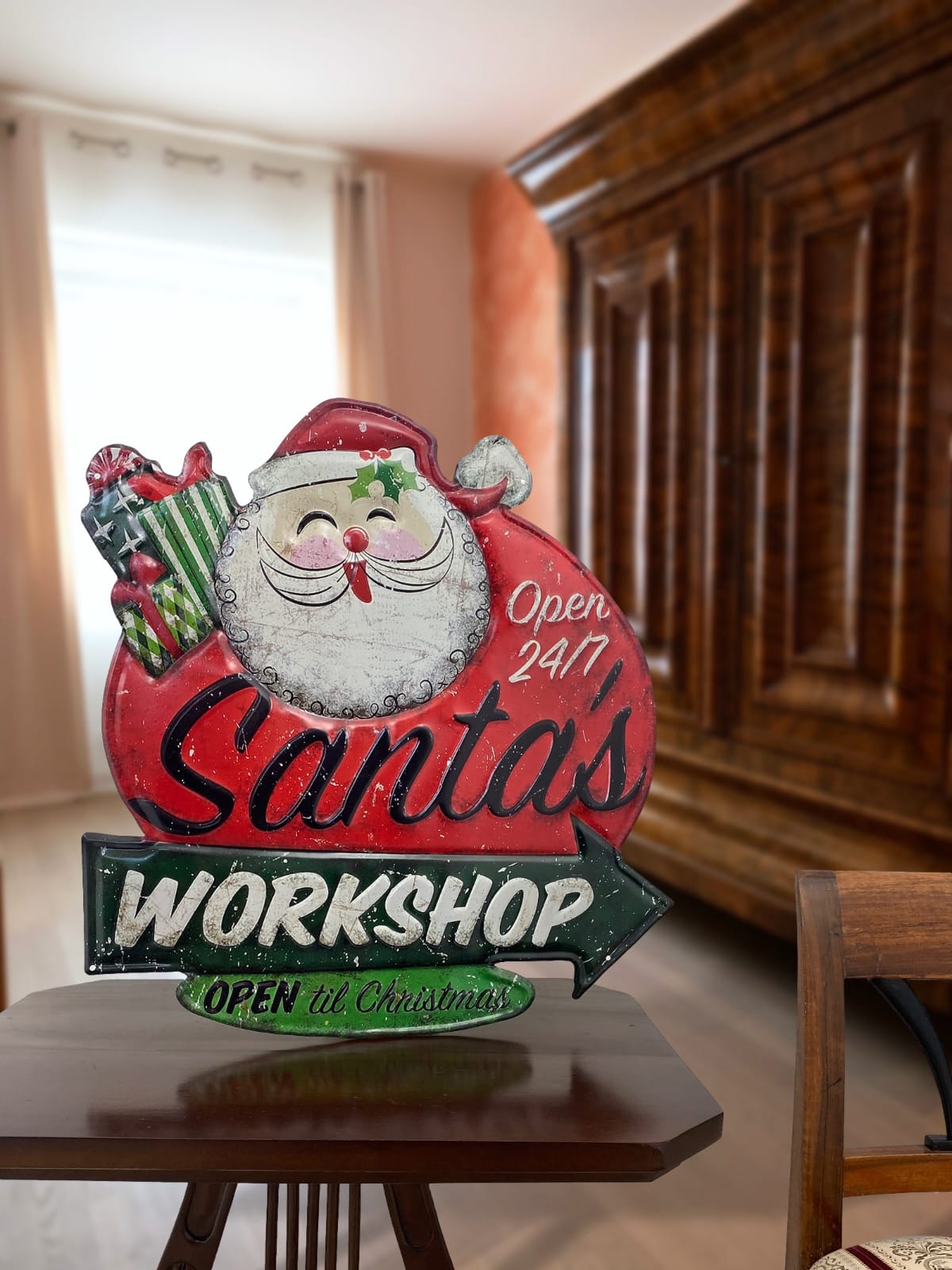 Blechschild Weihnachten Santa Weihnachtsmann 49cm Magnettafel Antik-Stil