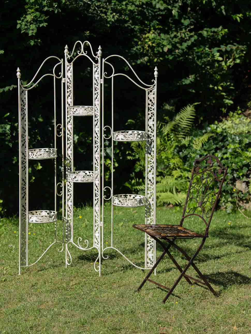 PARAVENT PERGOLA RANKHILFE BLUMENAMPEL BLUMENTOPF 16KG EISEN ANTIK STIL WEISS