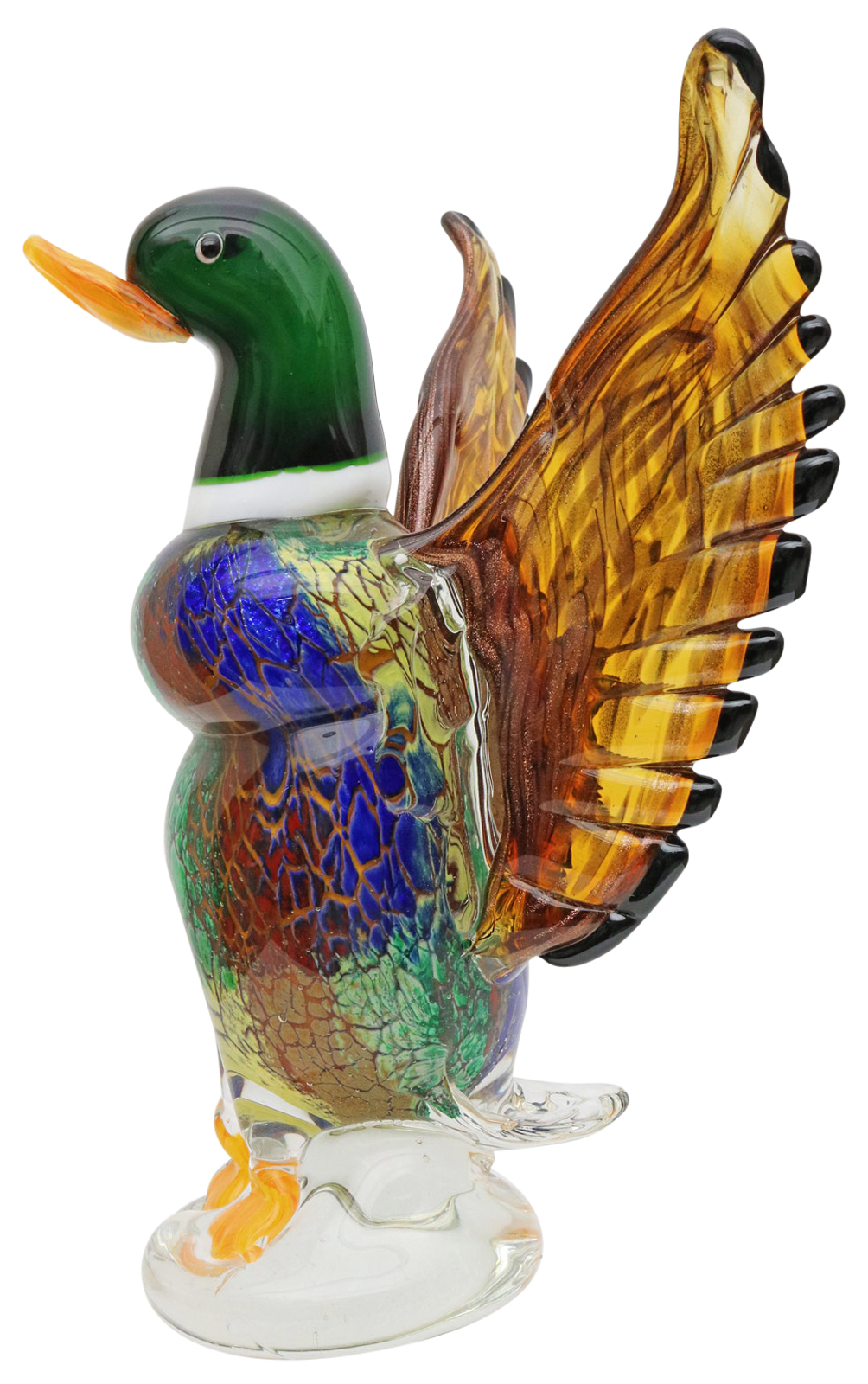 Glasfigur Figur Skulptur Ente Vogel Glas Glasskulptur Murano Antik-Stil - 32cm
