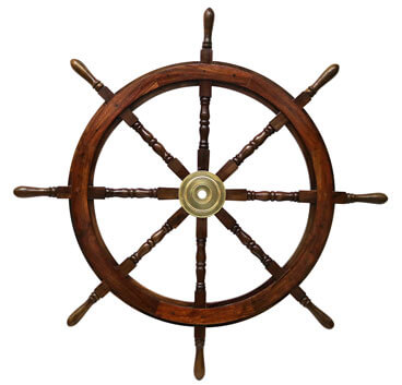 Steuerungsrad, Schiffsrad, Holzrad, Messing Nabe, Marine Steuerrad