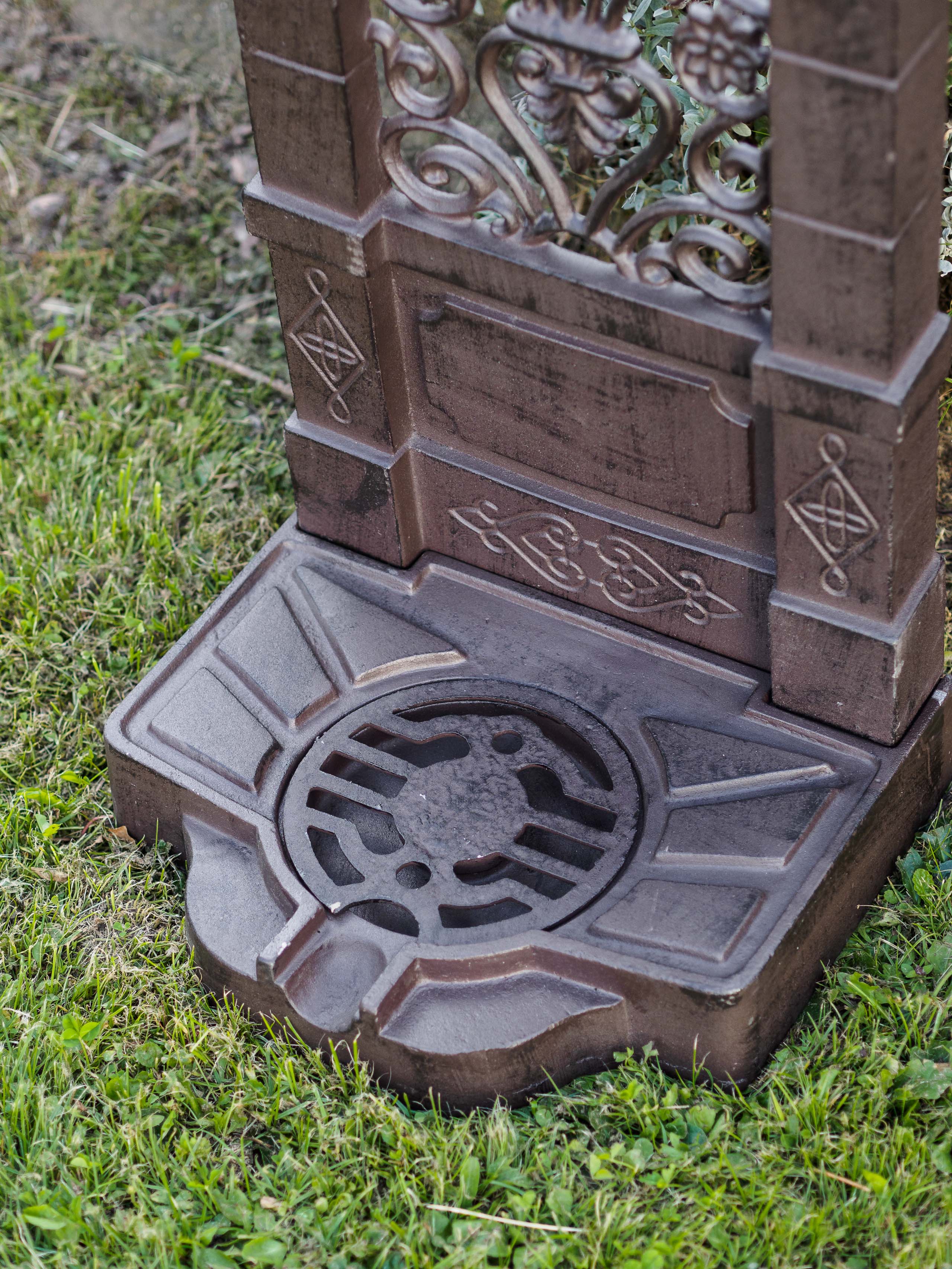 Standbrunnen Waschbecken Brunnen Lilie de Fleur 76cm braun Alu antik Stil