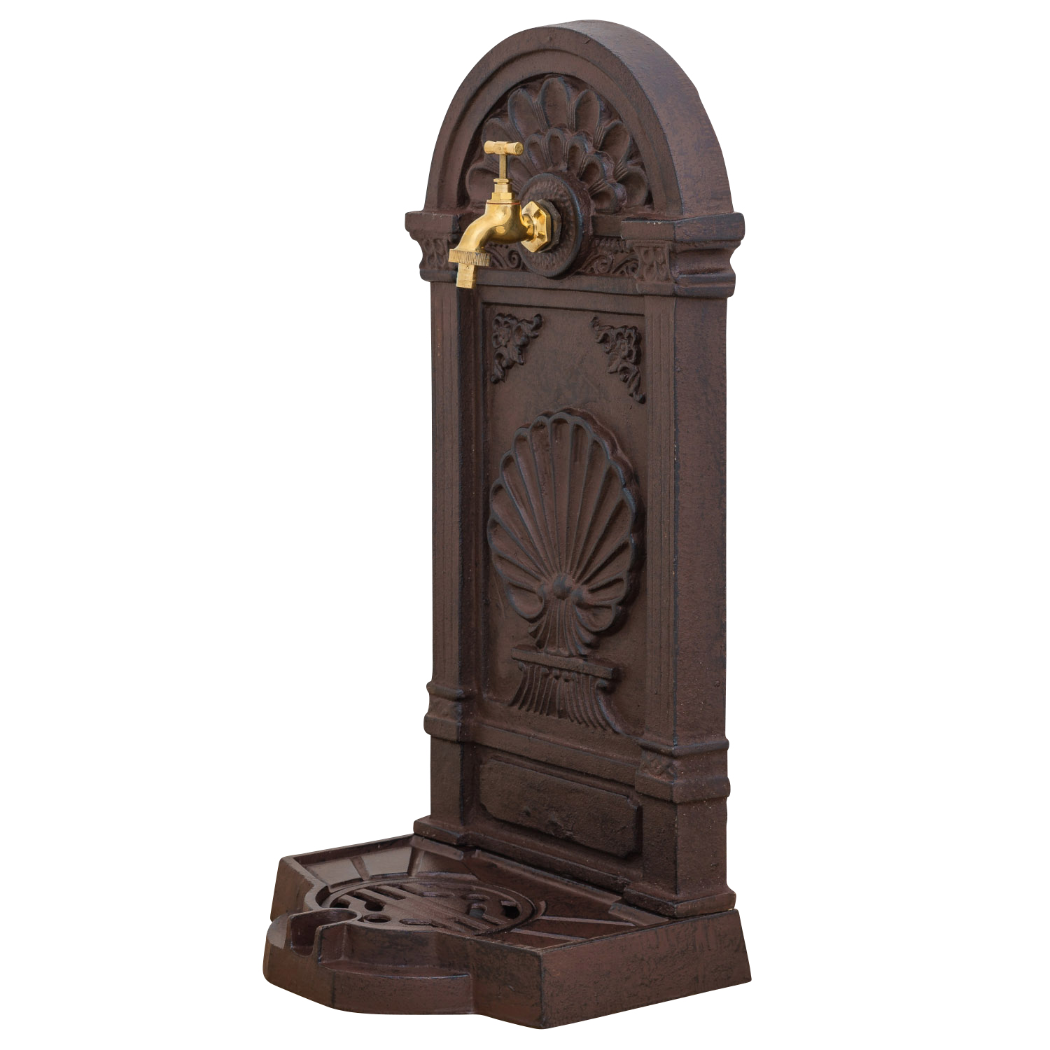 Standbrunnen Brunnen Waschbecken Eisen Wandbrunnen Antik-Stil 69cm braun