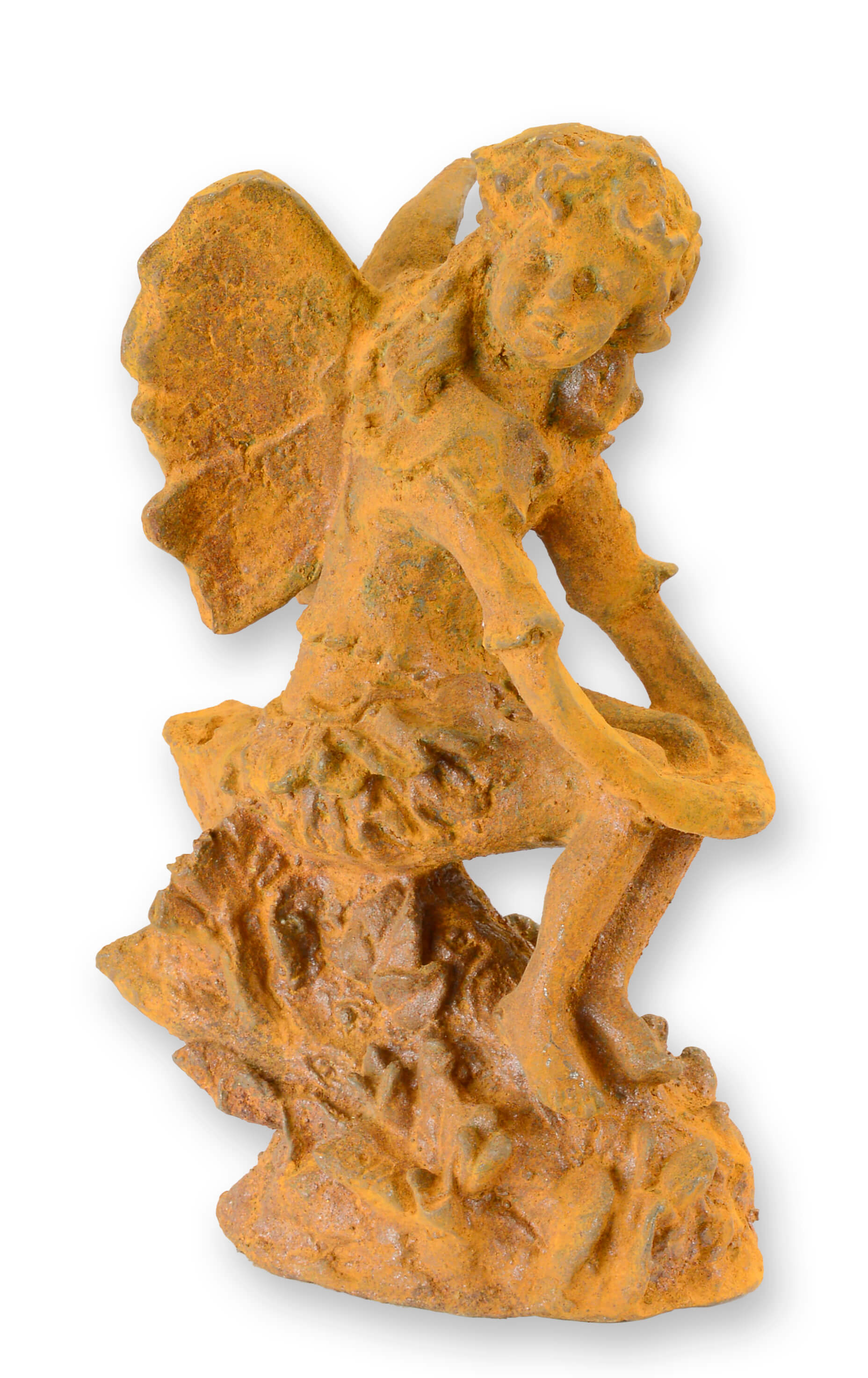 Skulptur Fee Gusseisen rostig Replikat Retro Design Dekoration