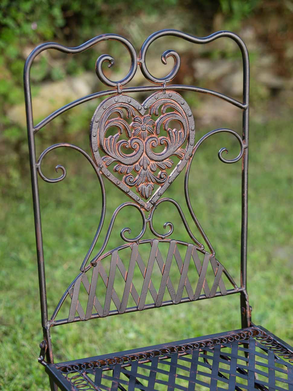 Gartentisch + 2x Stuhl Eisen Antik-Stil Bistromöbel Gartenmöbel braun