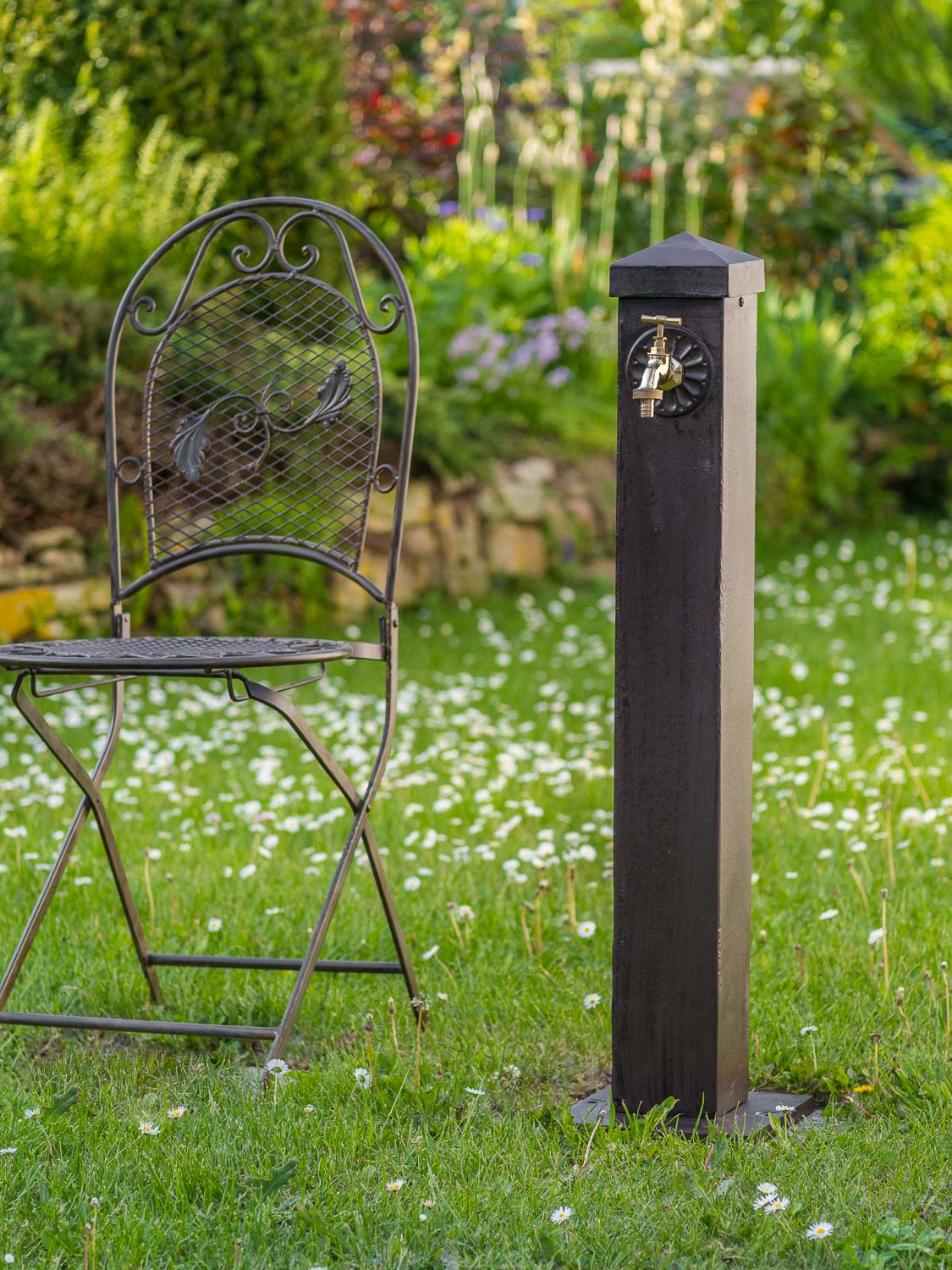 Standbrunnen Garten Brunnen Antik-Stil Aluminium Braun 93cm