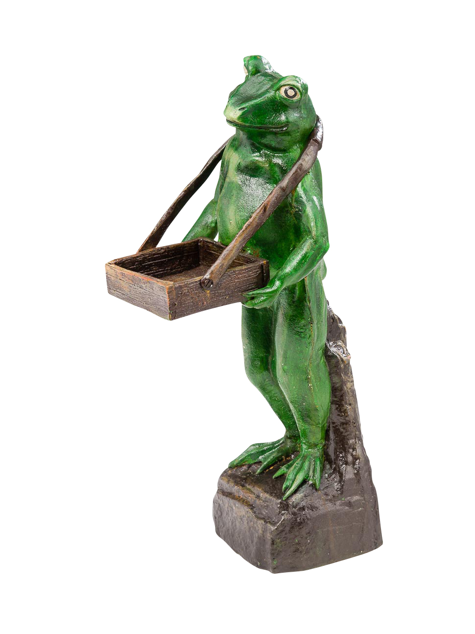 Figur Frosch Gartenfigur Kundenstopper Ständer Visitenkarten Skulptur Gusseisen