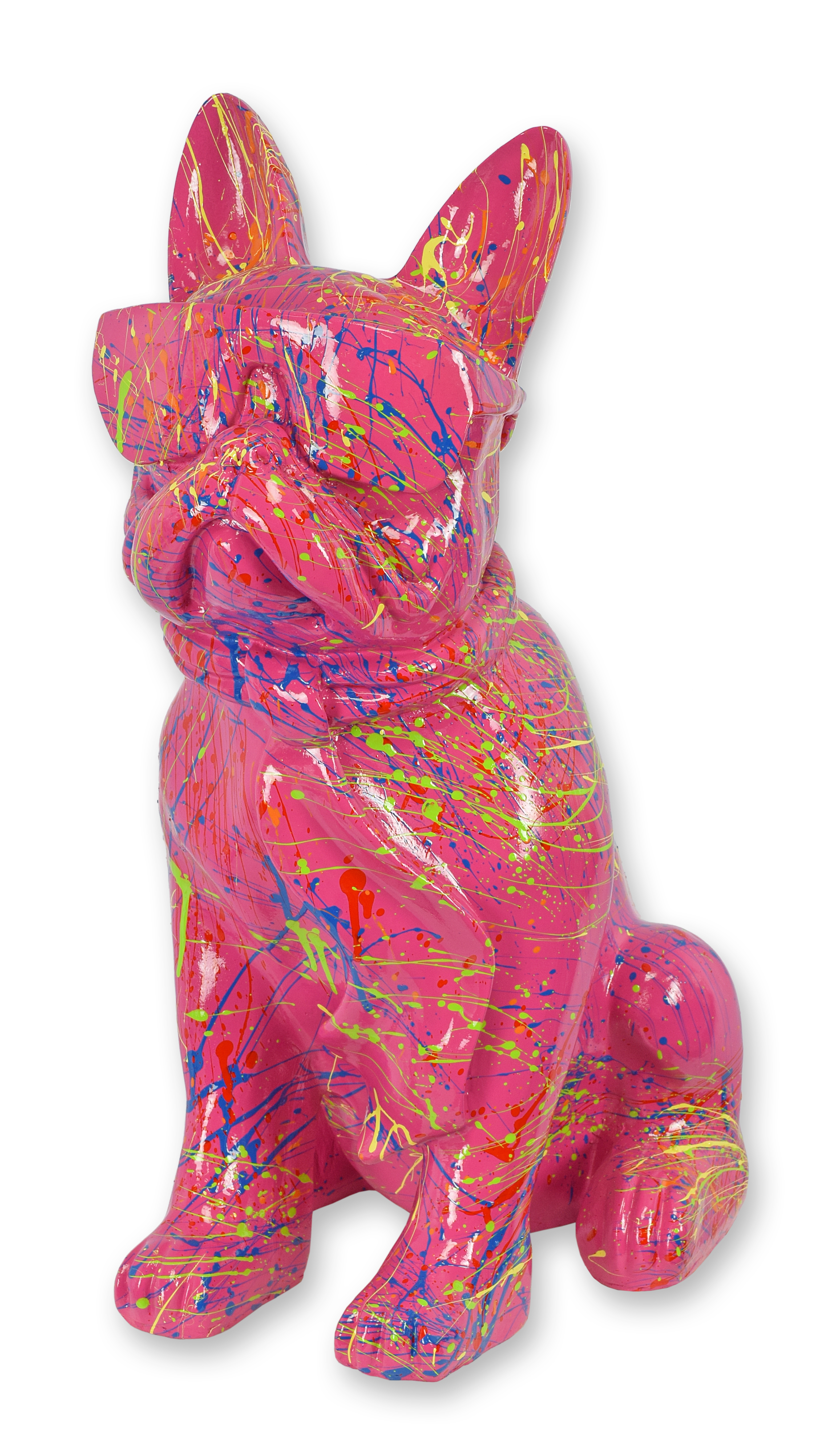 Figur Bulldogge mit Sonnenbrille und Krawatte rosa Spritzer Replikat Retro Design Dekoration
