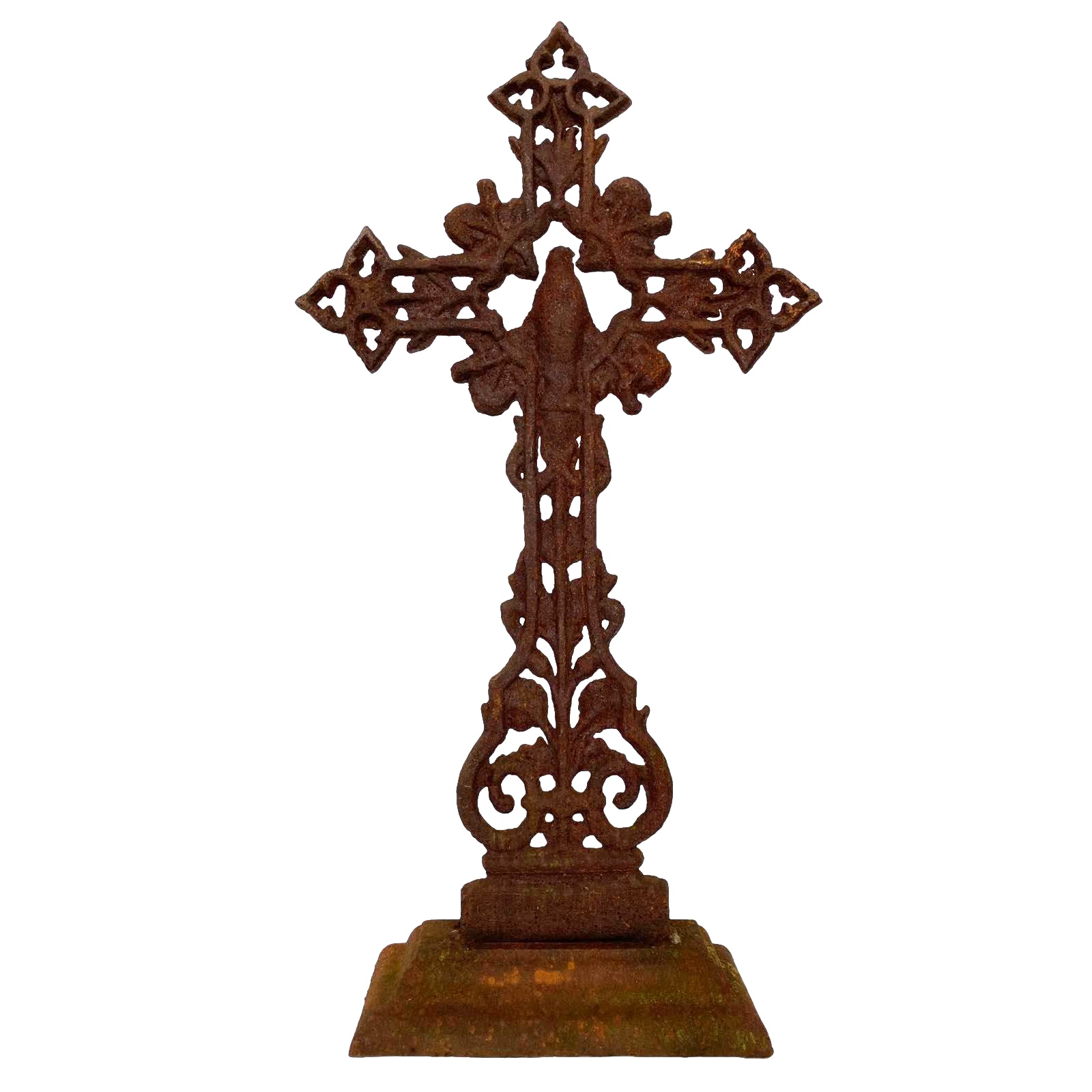 Kreuz Standkreuz Kruzifix Kirche Altar Glaubenskreuz Eisen Rost 64cm Antik-Stil