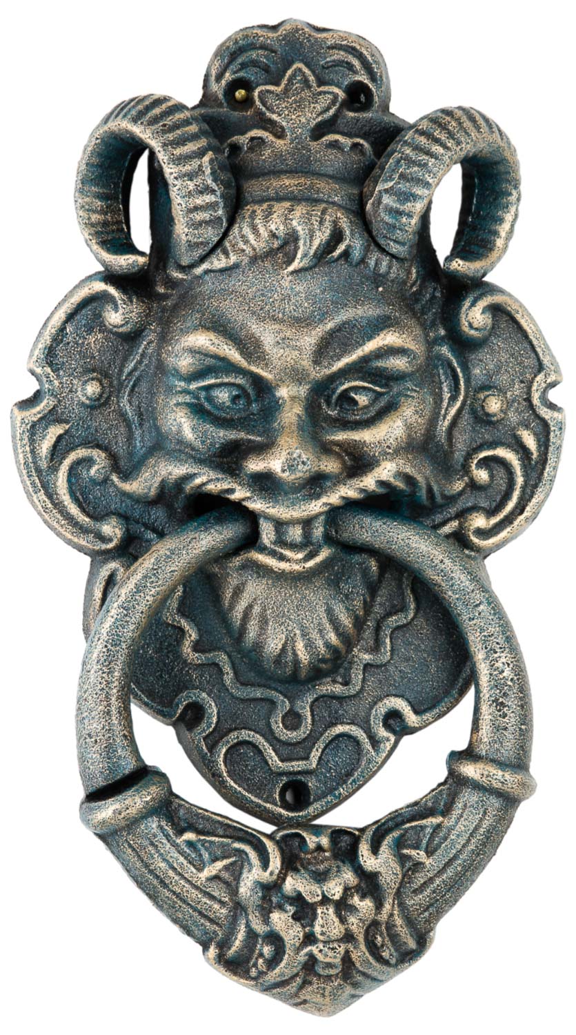 Türklopfer Teufel Faun Figur Skulptur Eisen im Antik-Stil - 35cm