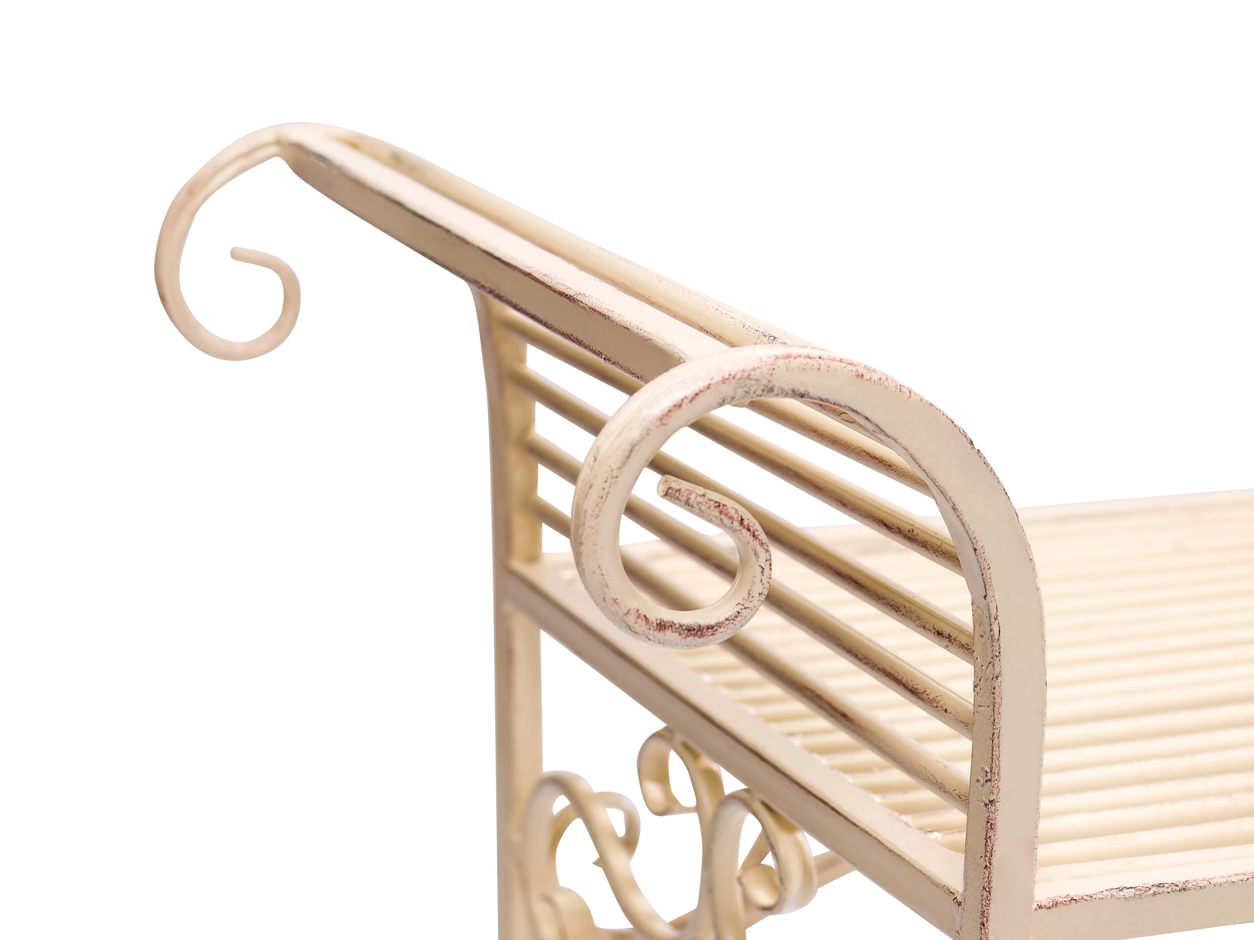 Gartenbank Eisen Metall Antik-Stil Garten Bank Gartenmöbel creme weiss 70cm