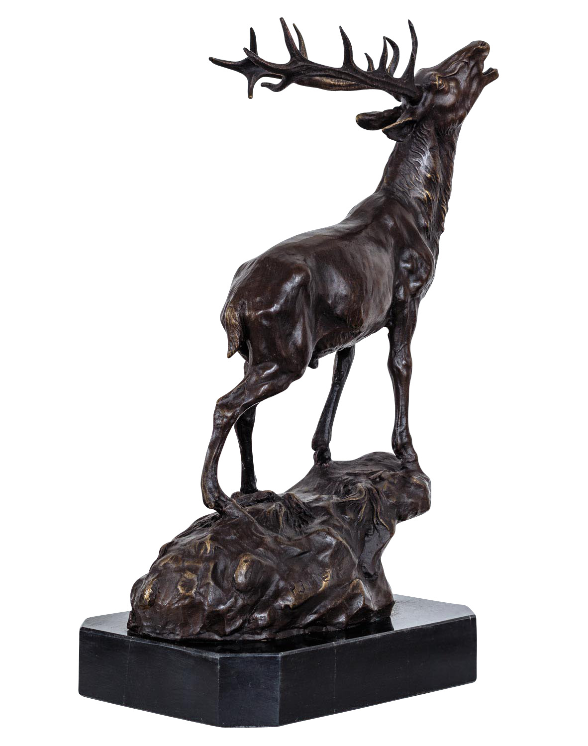 Bronzeskulptur Hirsch Felsen im Antik-Stil Bronze Figur Statue 38cm