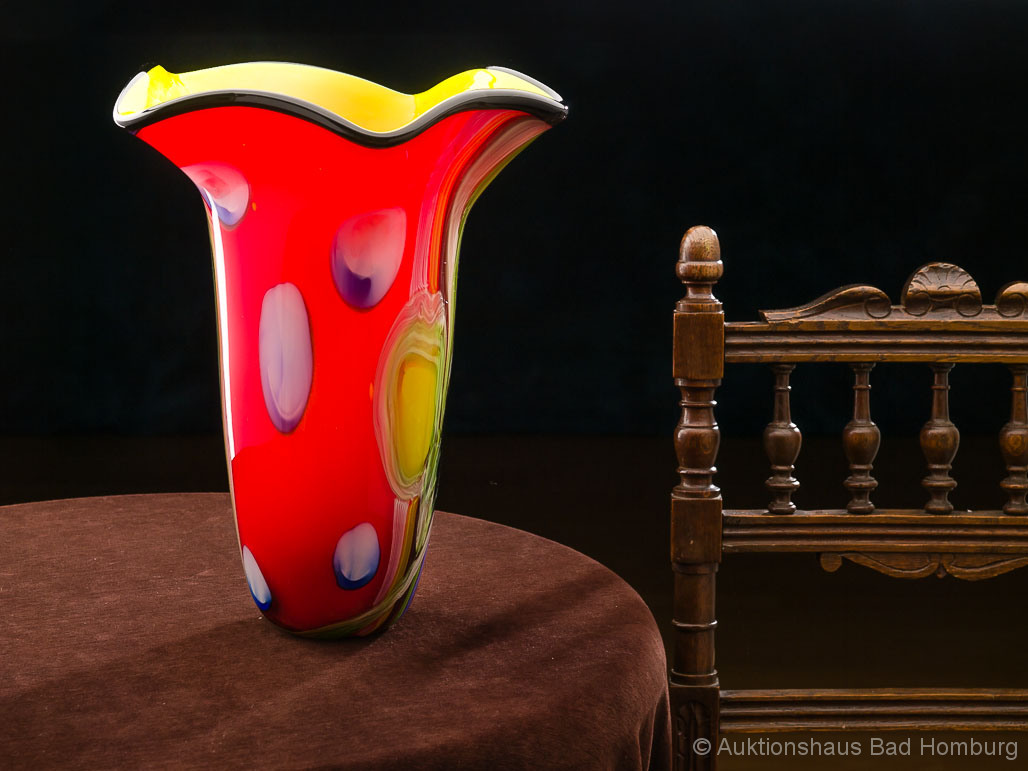 GLASVASE GLAS VASE ITALIEN MURANO ANTIK STIL HÖHE 32CM 3,5KG SCHWERE TISCHVASE