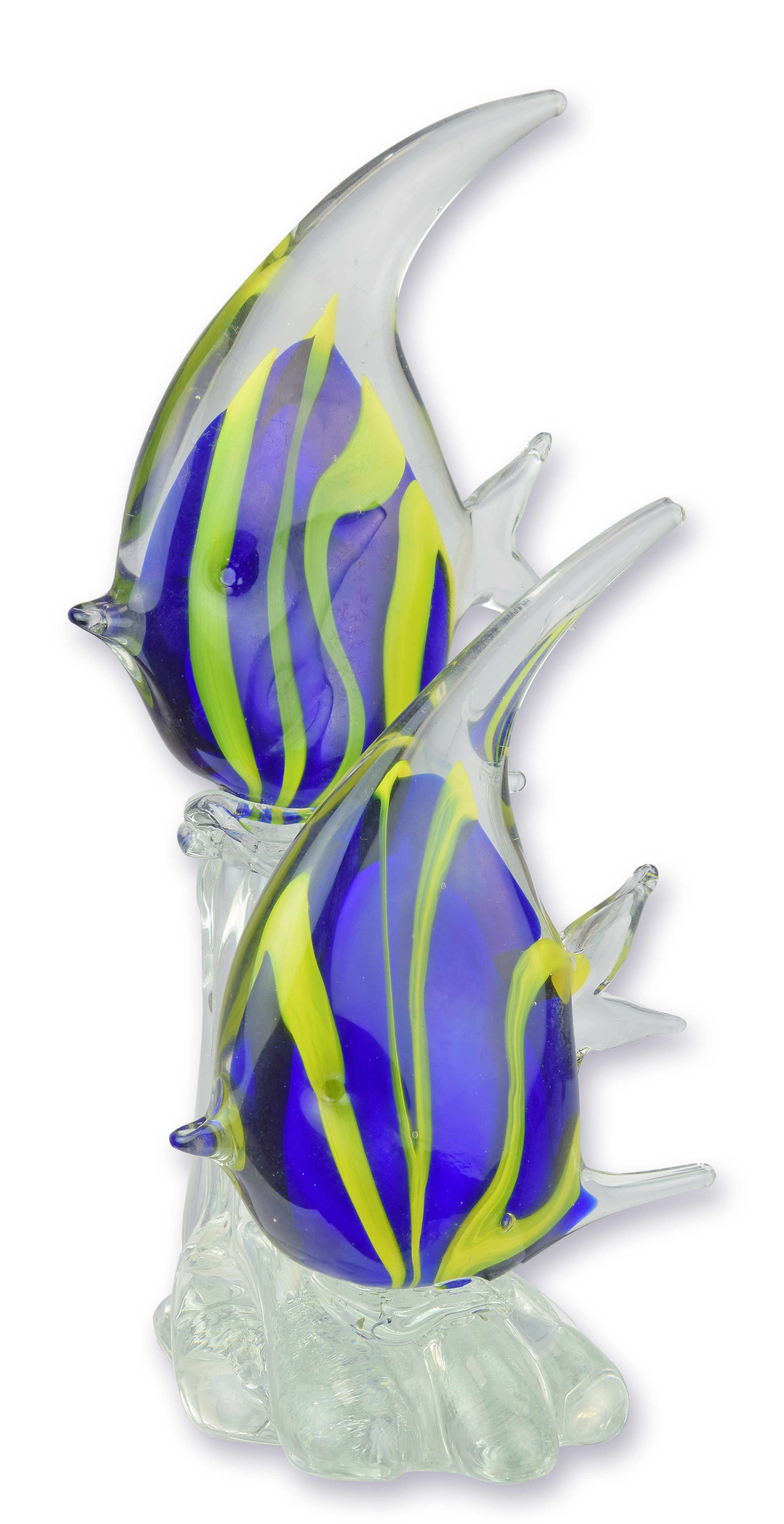 Eine Glasfigur im Murano-Stil, die ein Paar Kaiserfische darstellt Replikat Retro Design Dekoration