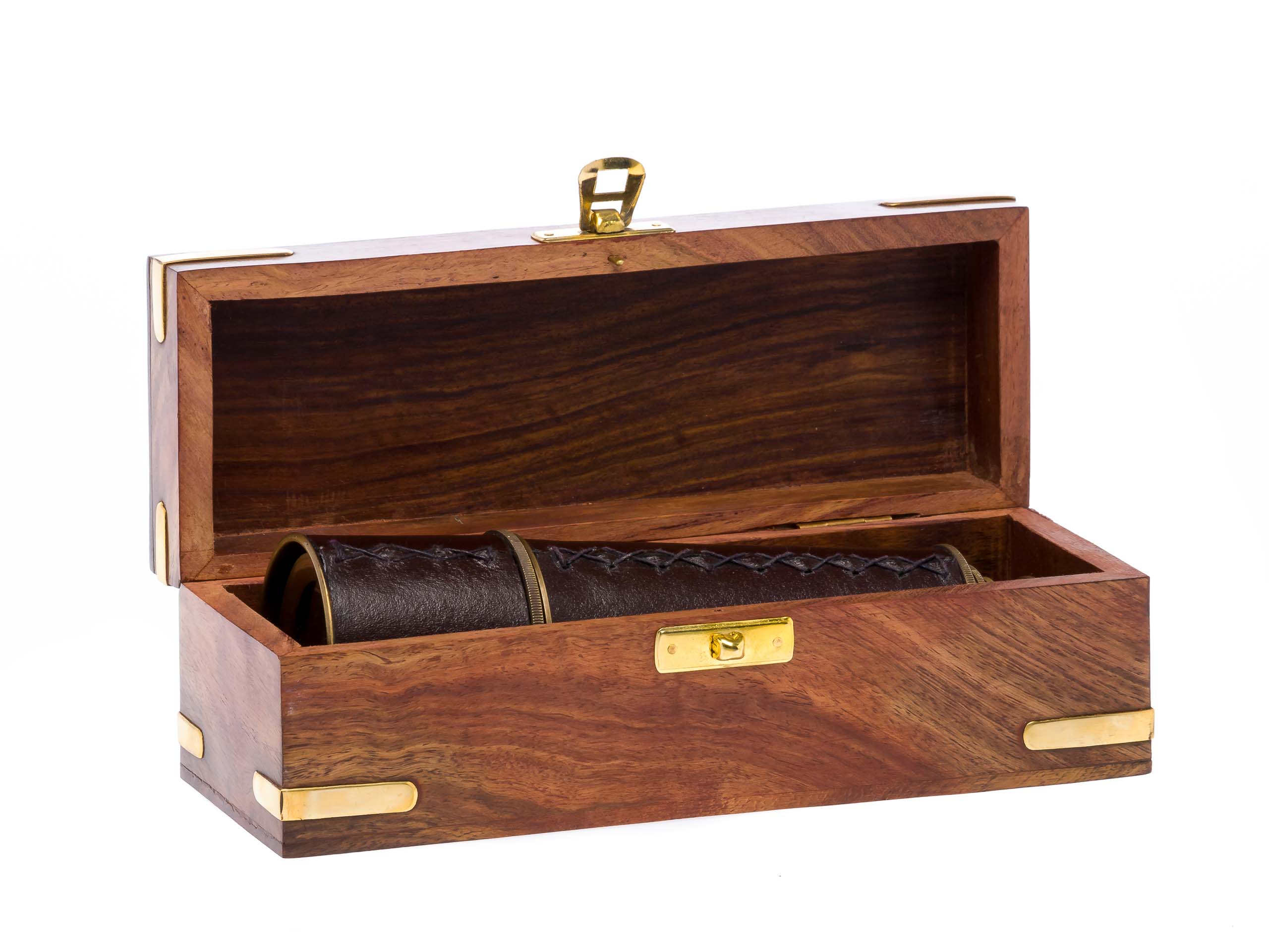 Fernrohr Messing 49cm mit Holzbox Maritim Teleskop Monokular Fernglas Antikstil