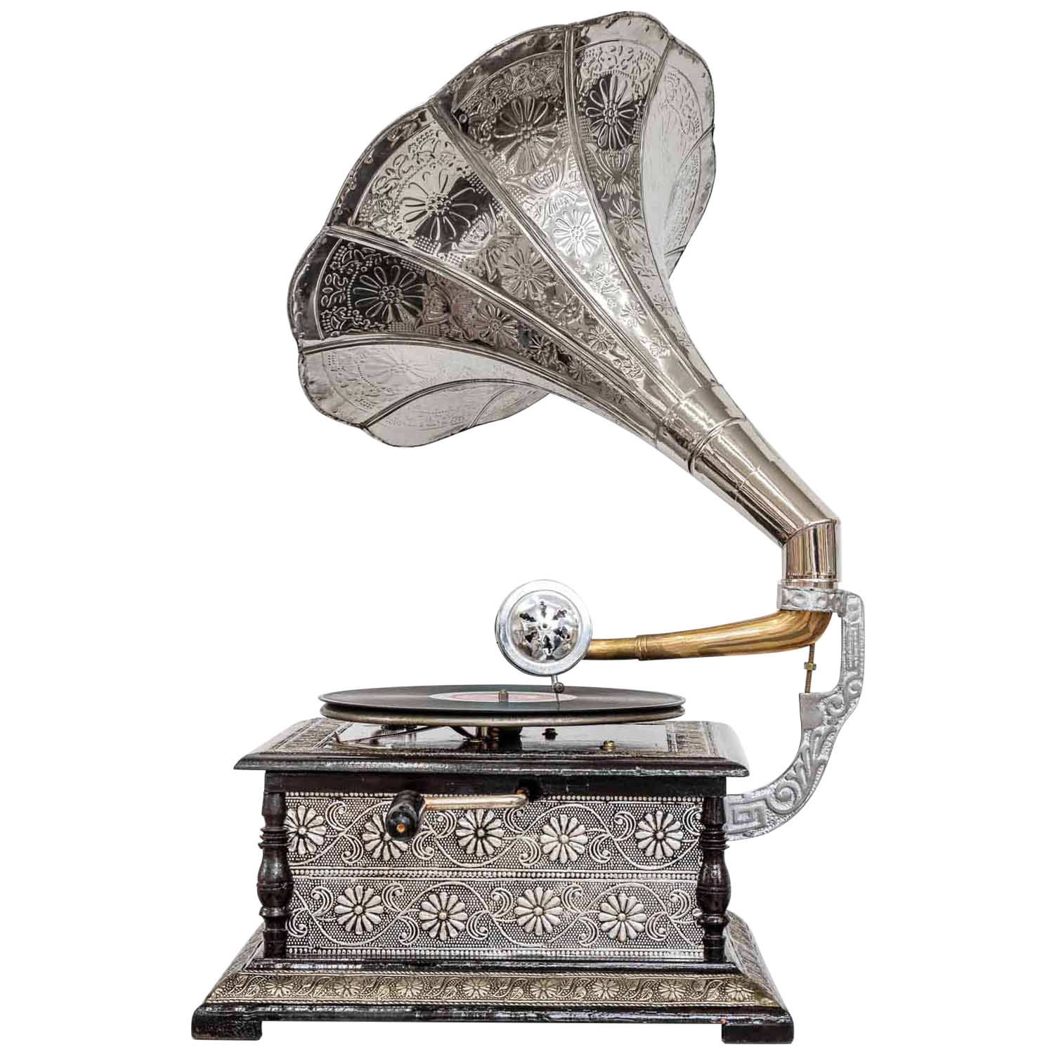 Grammophon Gramophone Dekoration Trichter Grammofon Messing Antik-Stil X04